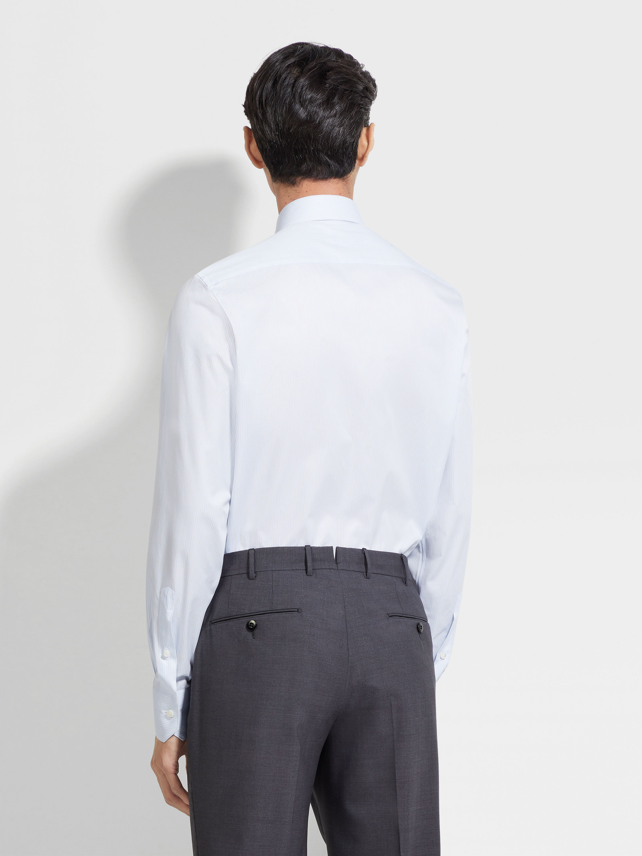 浅蓝色配白色细条纹 Trecapi 棉质衬衫 产品细节图 #3