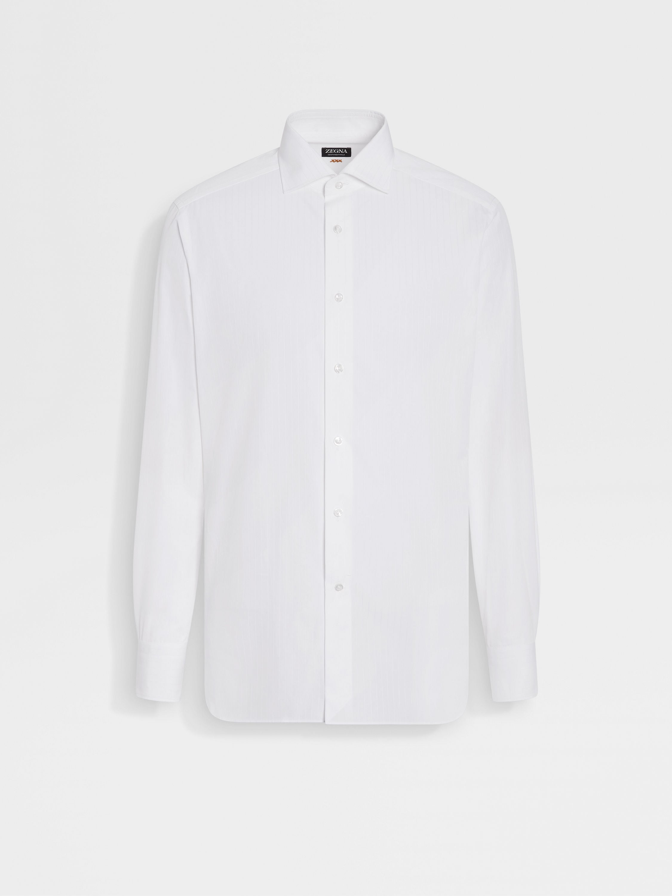 Optical White Structured Striped Centoventimila Cotton Shirt Main product photo
