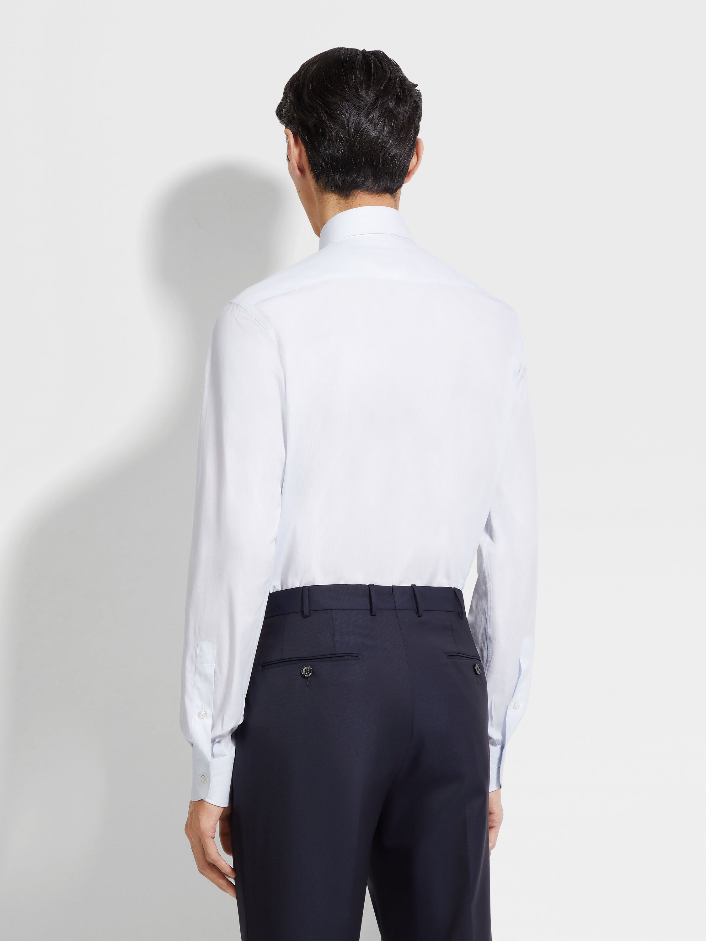 Light Blue and White Micro-striped Centoventimila Cotton Shirt Product detail photo #3