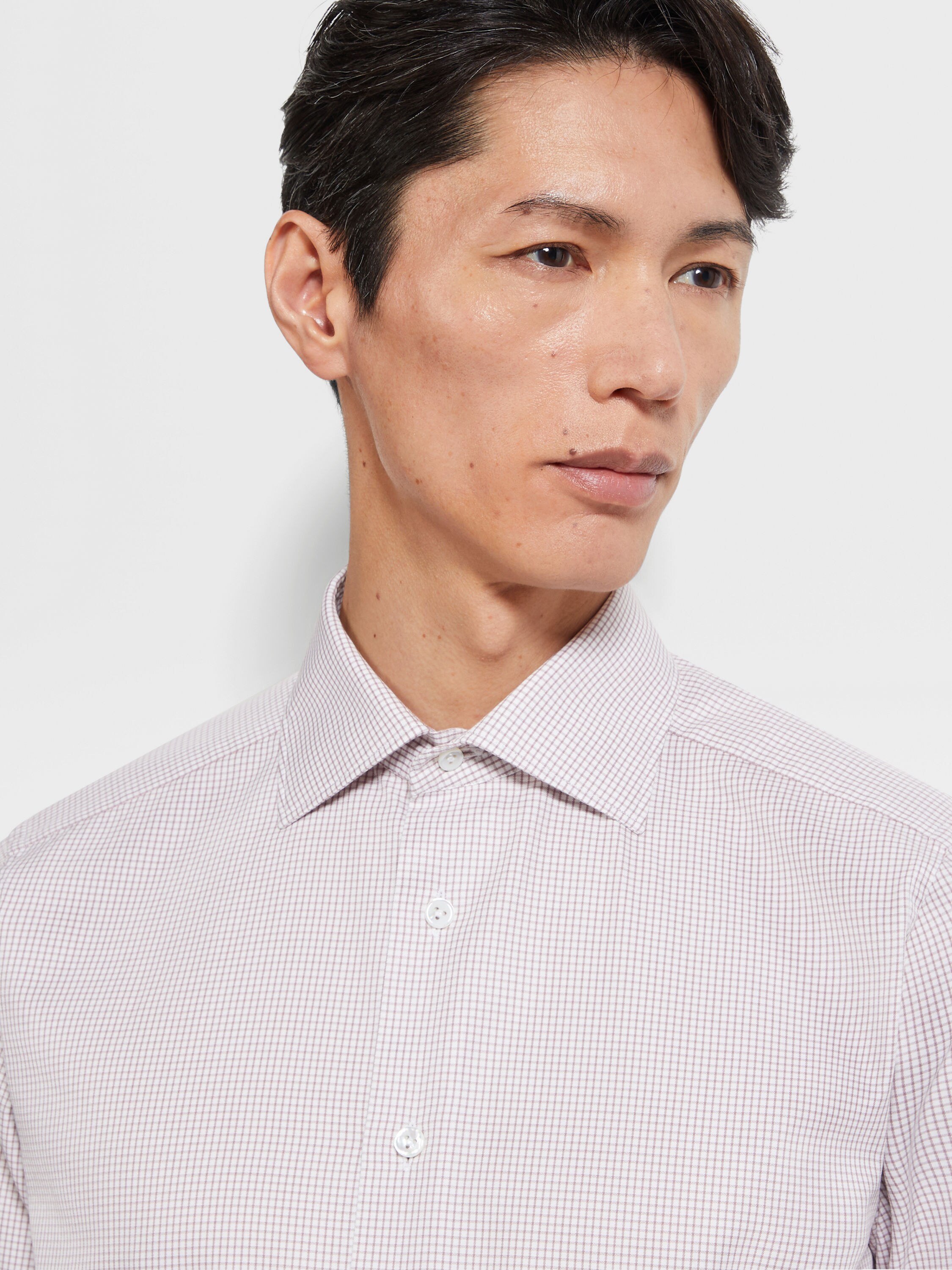Dark Pink and White Checked Centoventimila Cotton Shirt Product detail photo #1