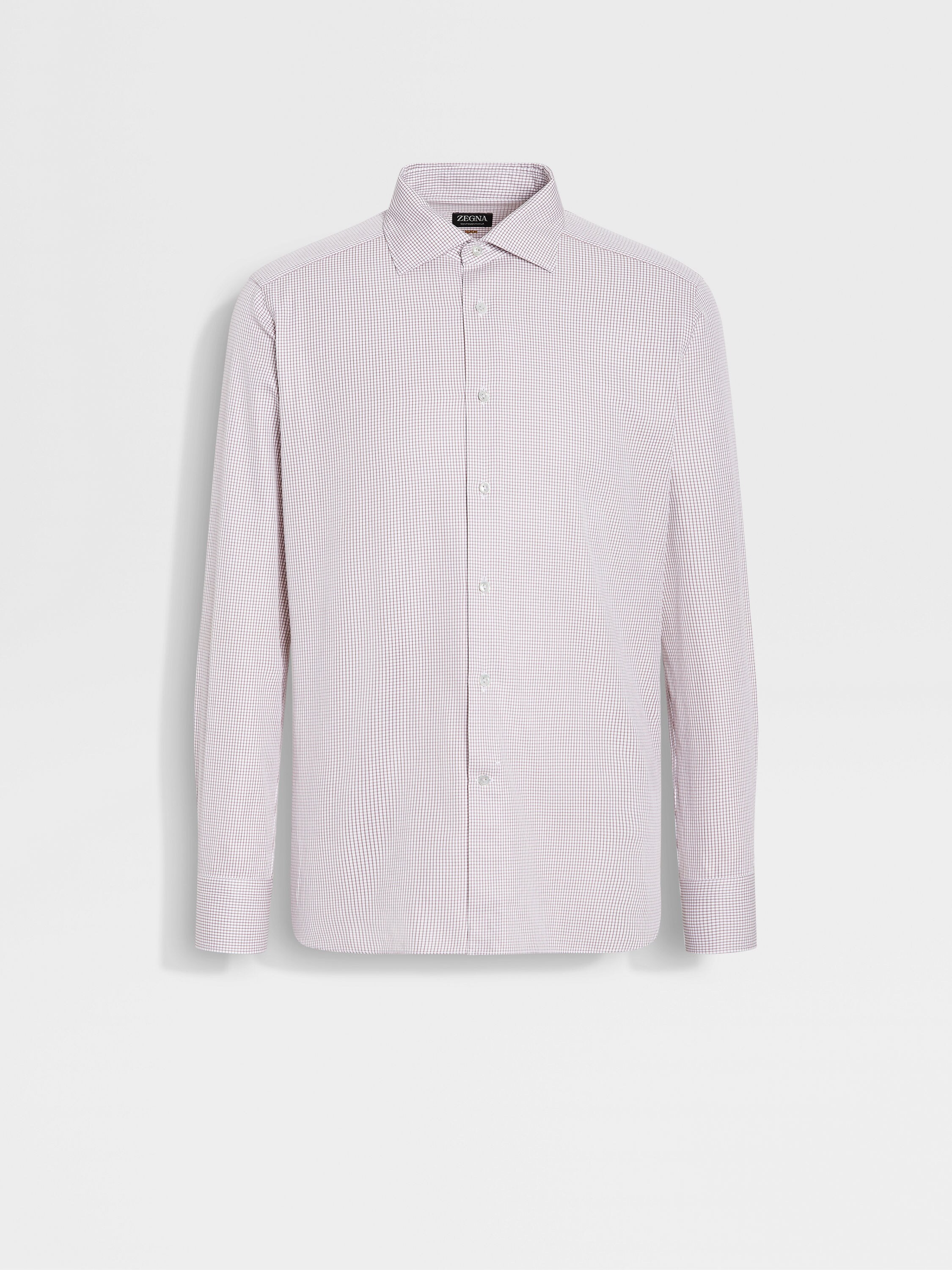 Dark Pink and White Checked Centoventimila Cotton Shirt Main product photo