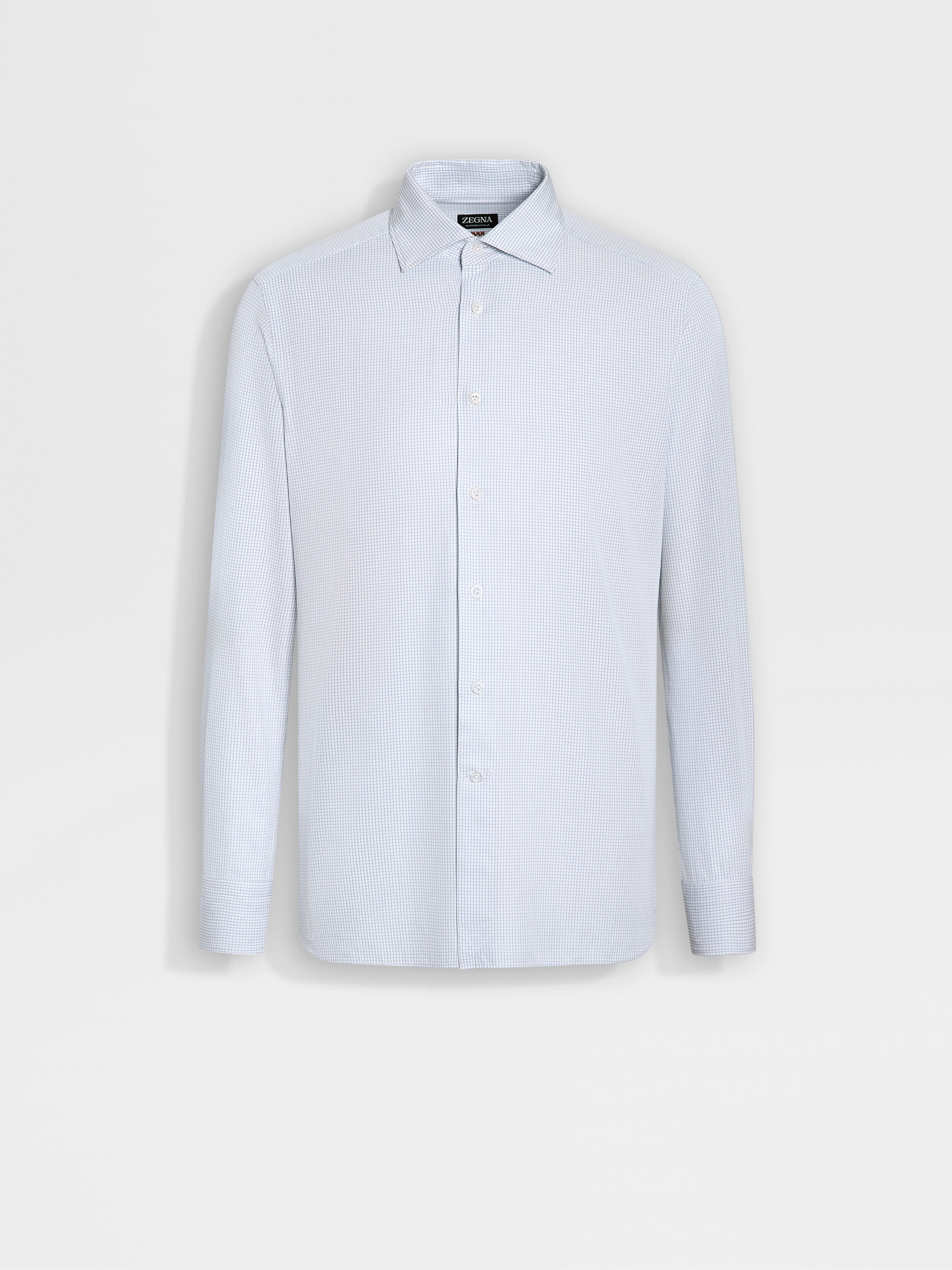 Light Blue and White Checked Centoventimila Cotton Shirt Main product photo