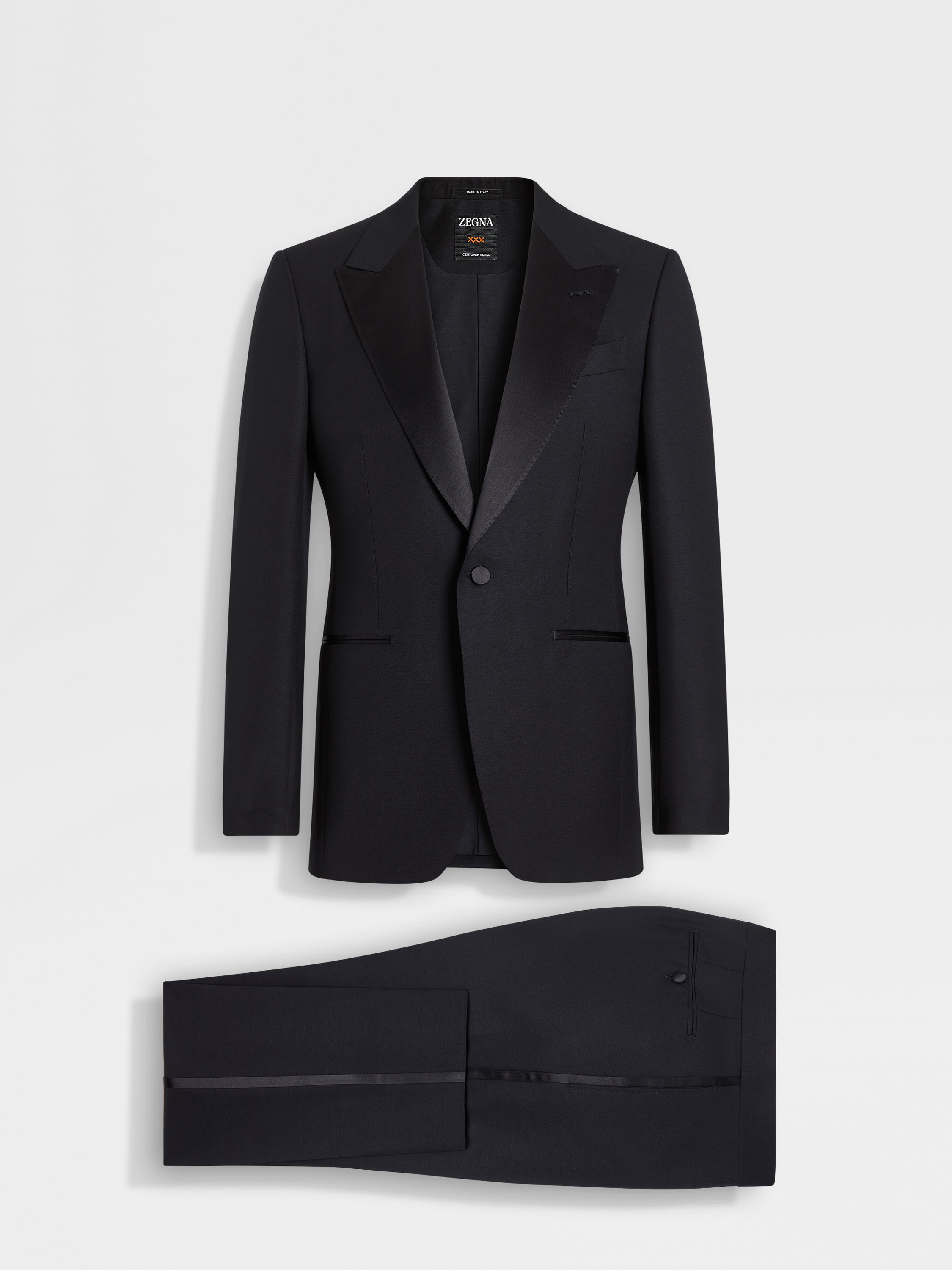 Black Centoventimila Wool and Mohair Tuxedo Product detail photo #1