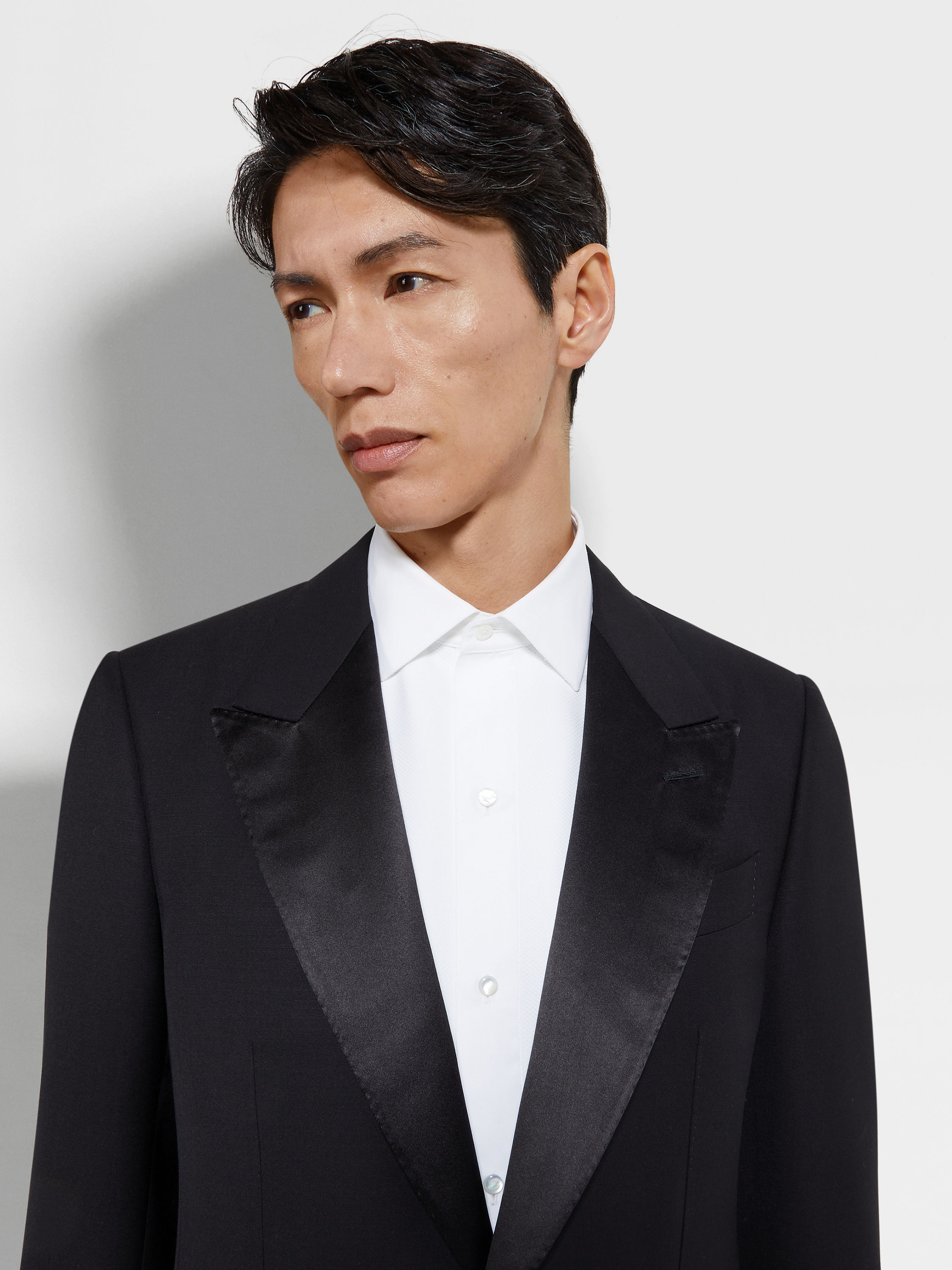 Black Centoventimila Wool and Mohair Tuxedo Product detail photo #2