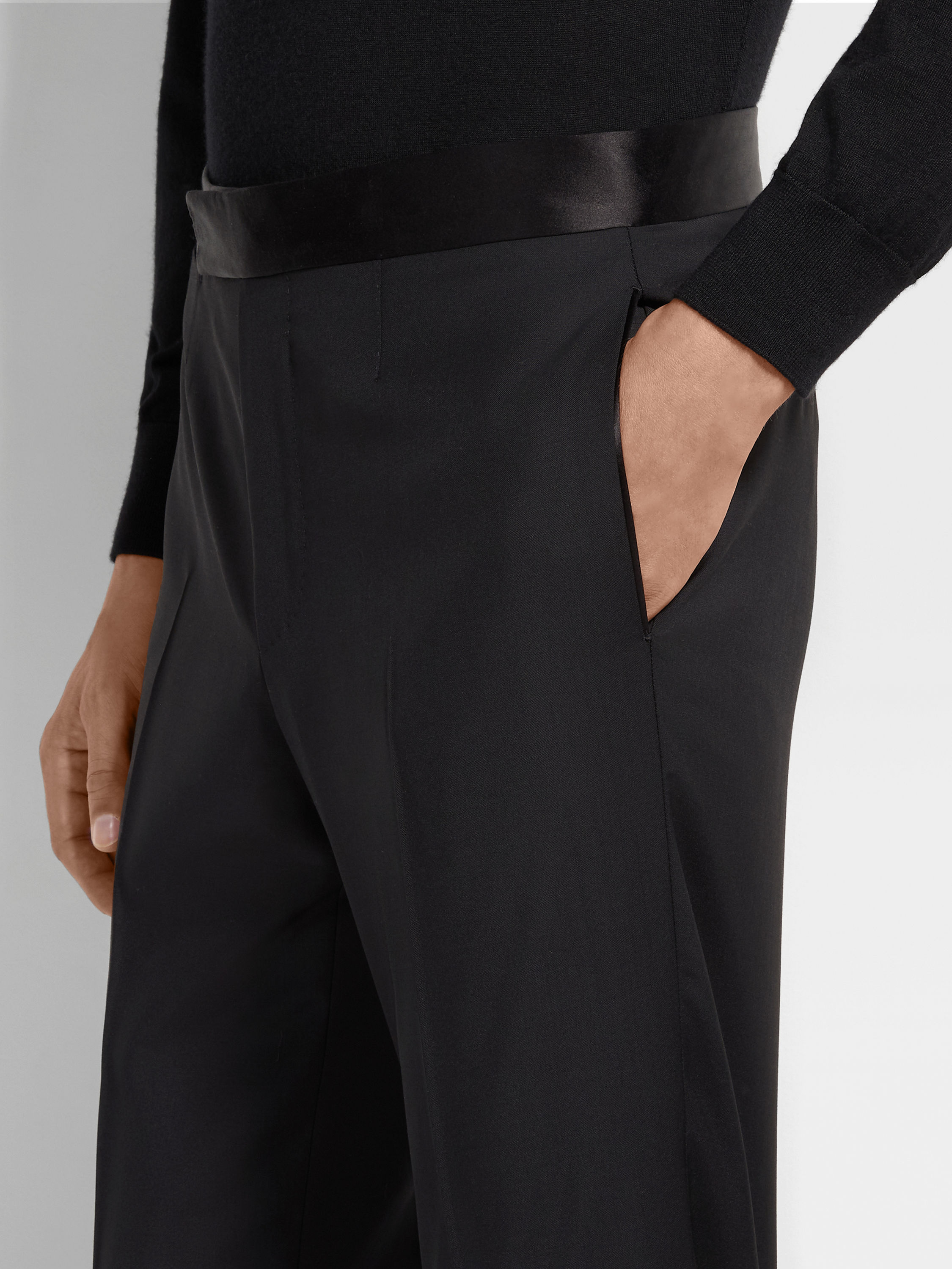 Black Wool and Mohair Pants Product detail photo #1