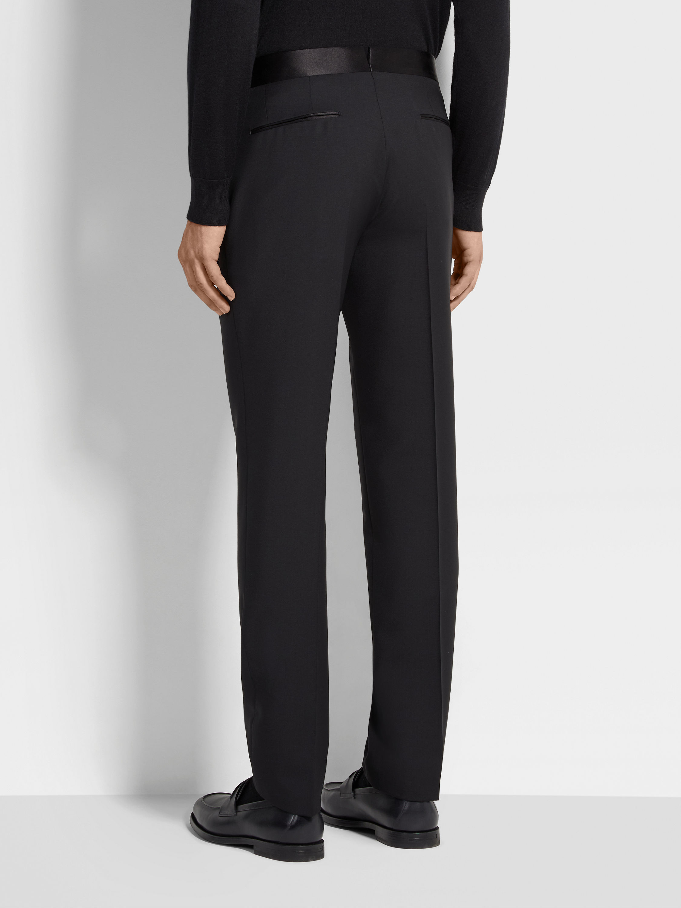 Black Wool and Mohair Pants Product detail photo #5