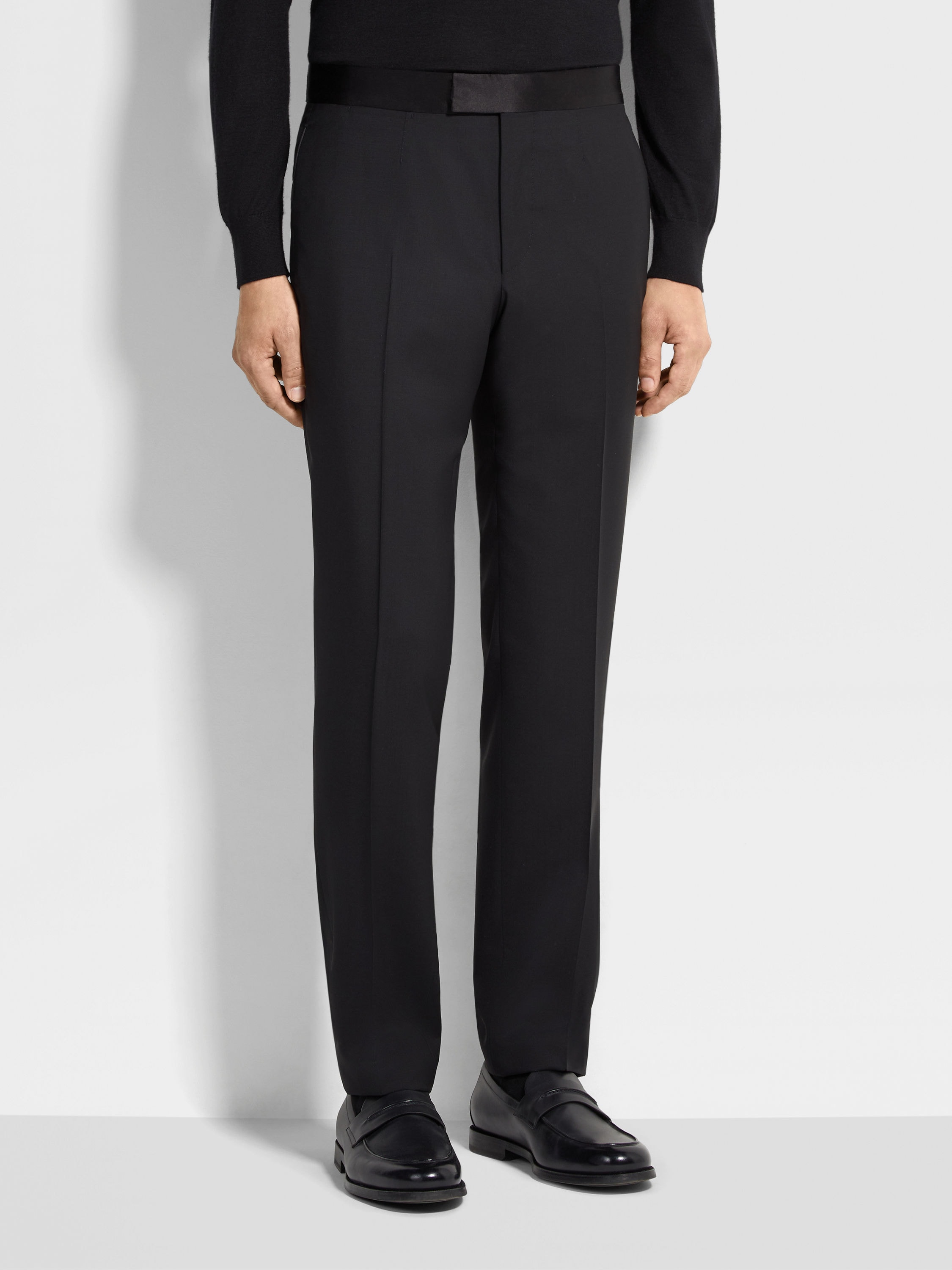 Black Wool and Mohair Pants Product detail photo #4