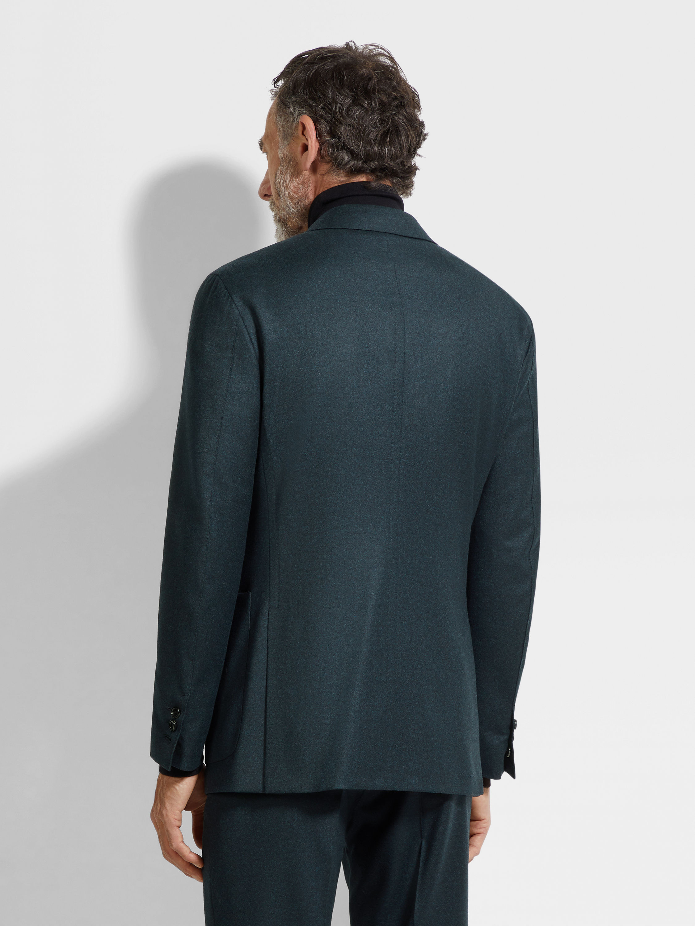 ダークグリーンメランジュ ウール&カシミヤジャケット 製品詳細写真 #4