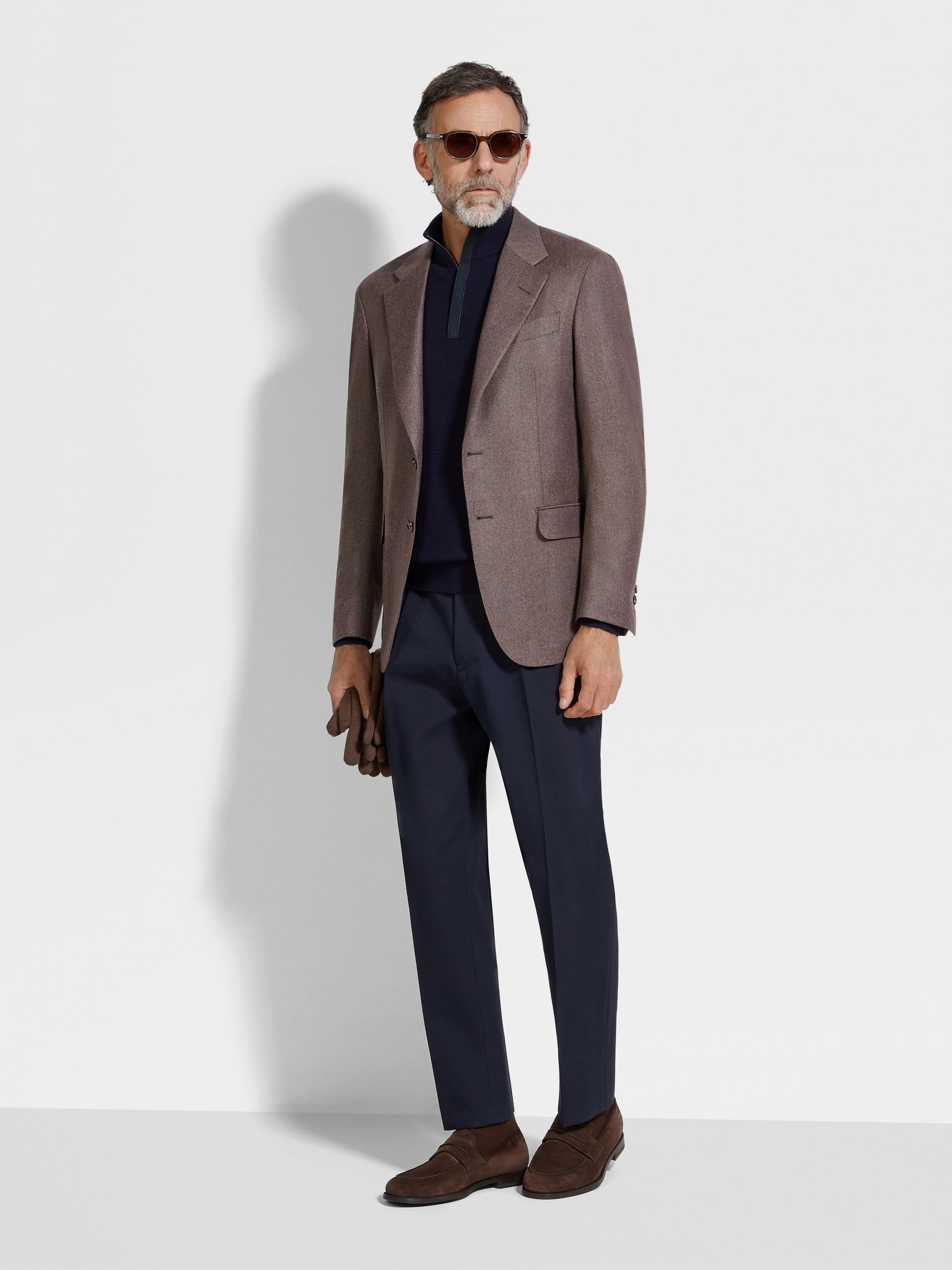 Light Brown Mélange Wool and Cashmere Jacket Product detail photo #1