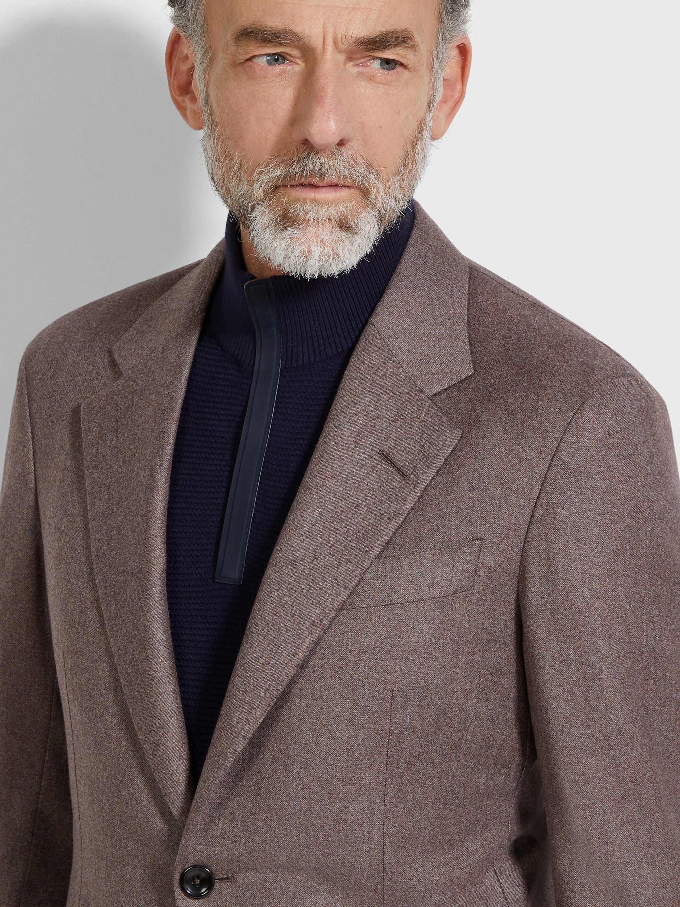 Light Brown Mélange Wool and Cashmere Jacket Product detail photo #2