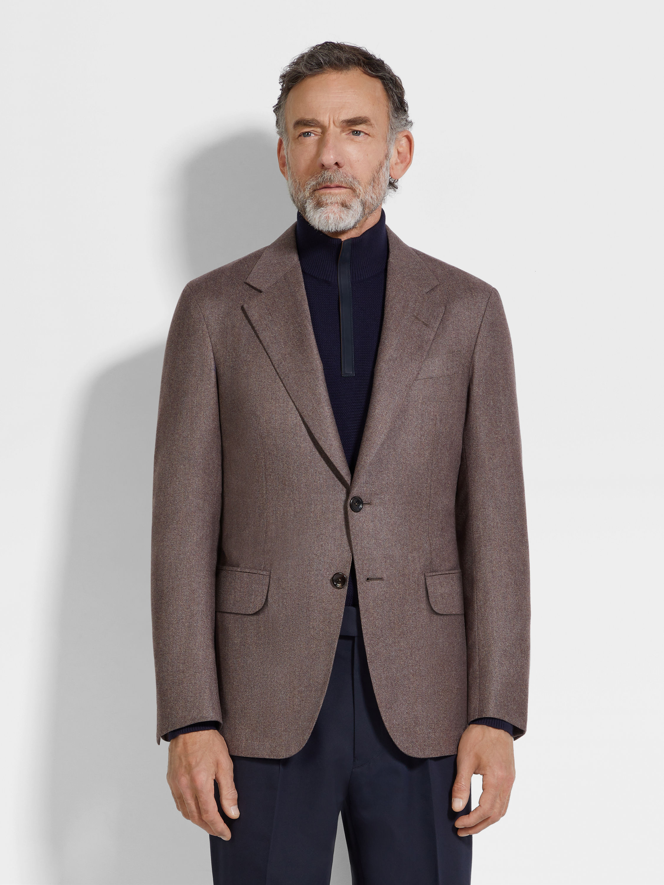 Light Brown Mélange Wool and Cashmere Jacket Product detail photo #3