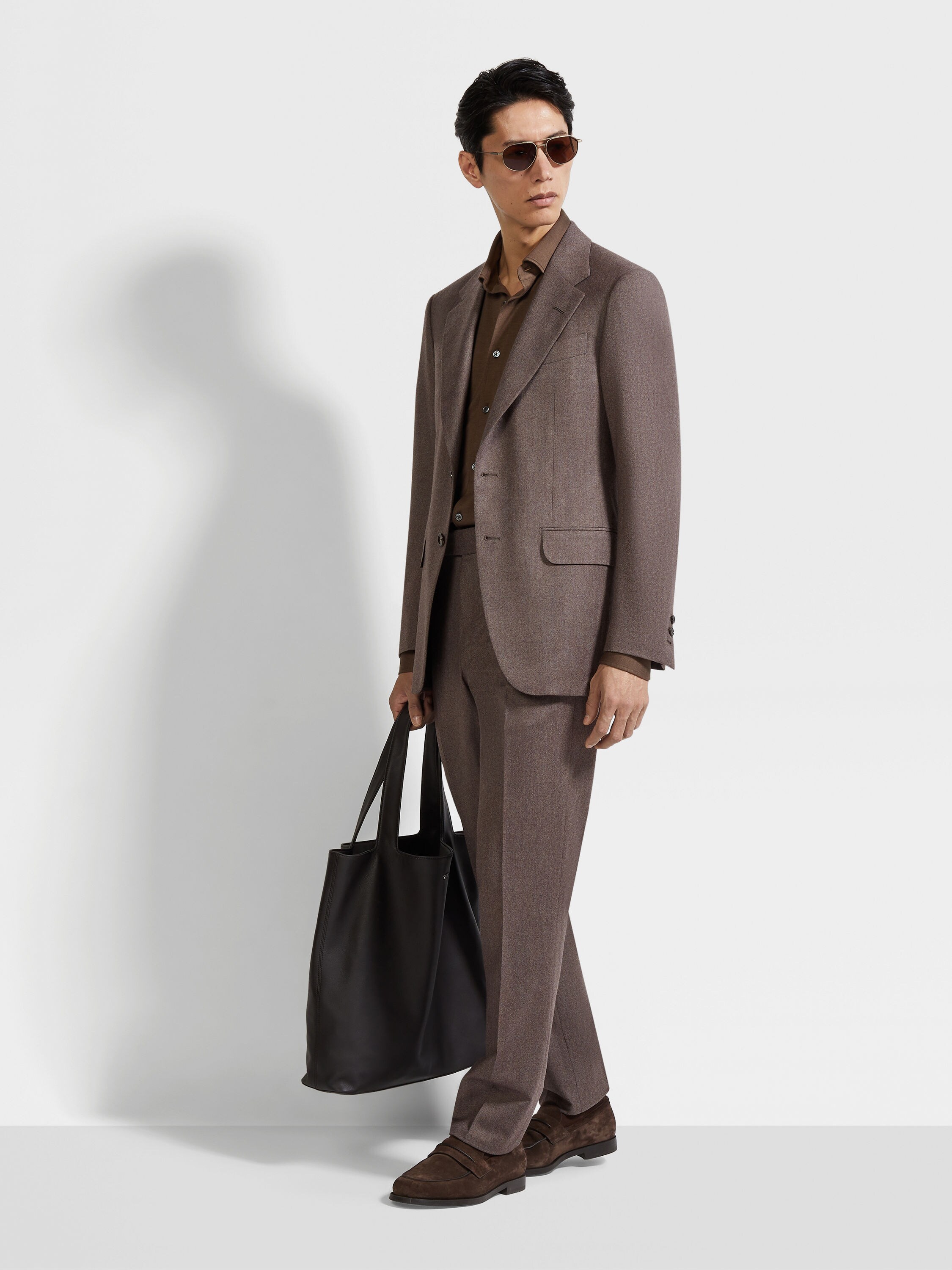 Light Brown Mélange Wool and Cashmere Suit Main product photo