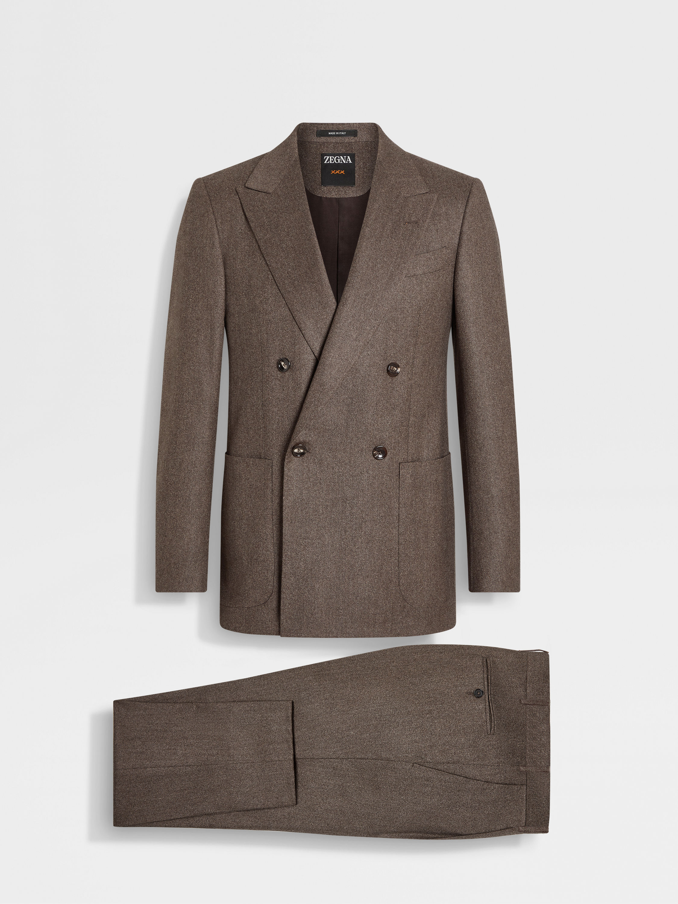 Brown Mélange Wool and Cashmere Suit Product detail photo #1