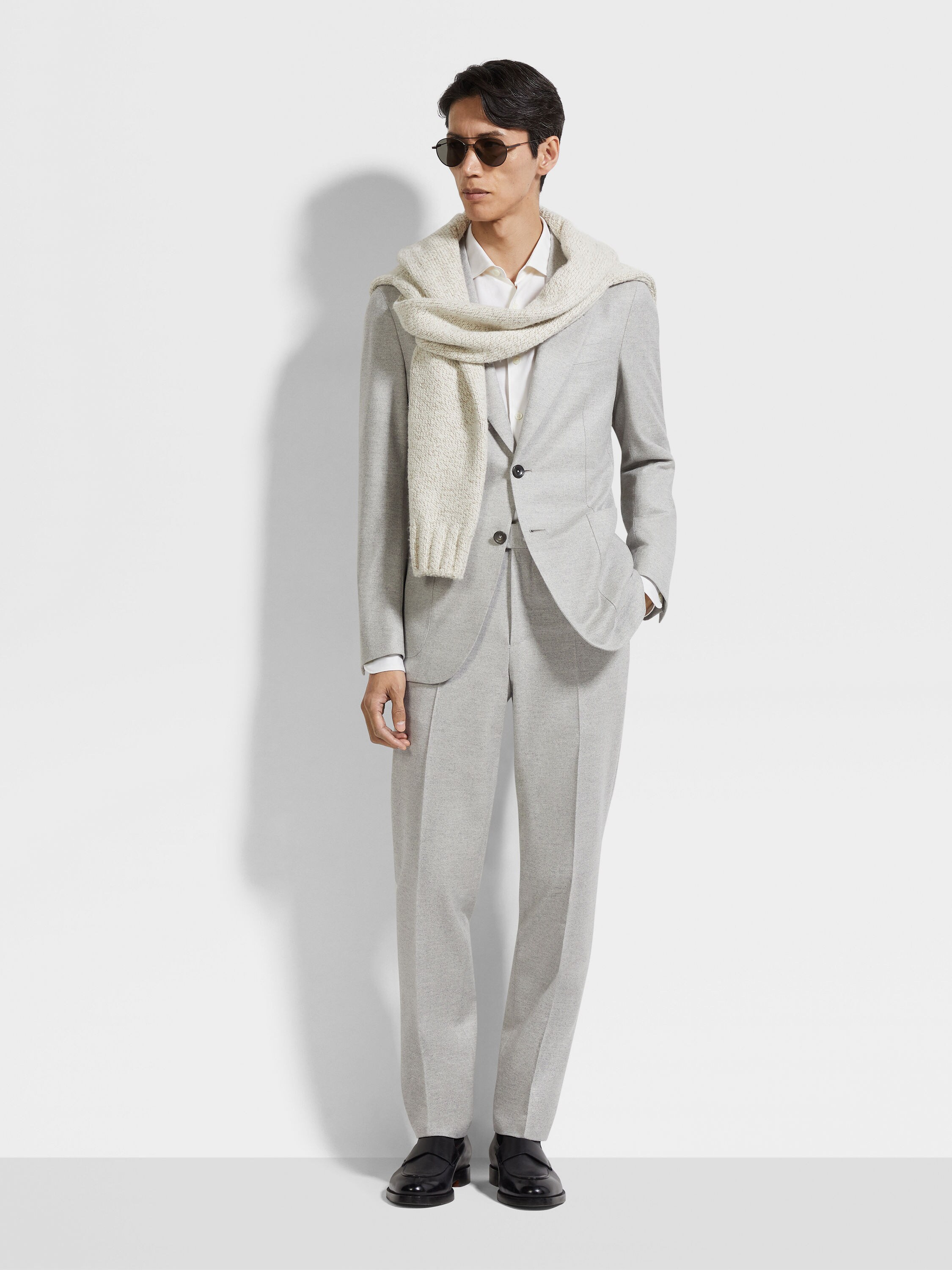 Light Grey Mélange Wool and Cashmere Jacket Product detail photo #1