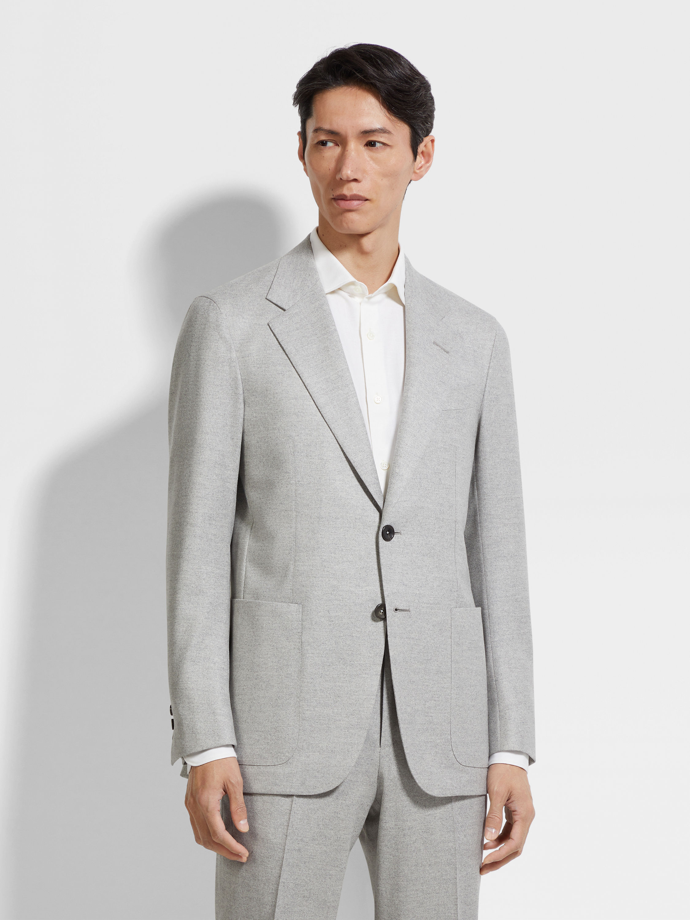 Light Grey Mélange Wool and Cashmere Jacket Product detail photo #3