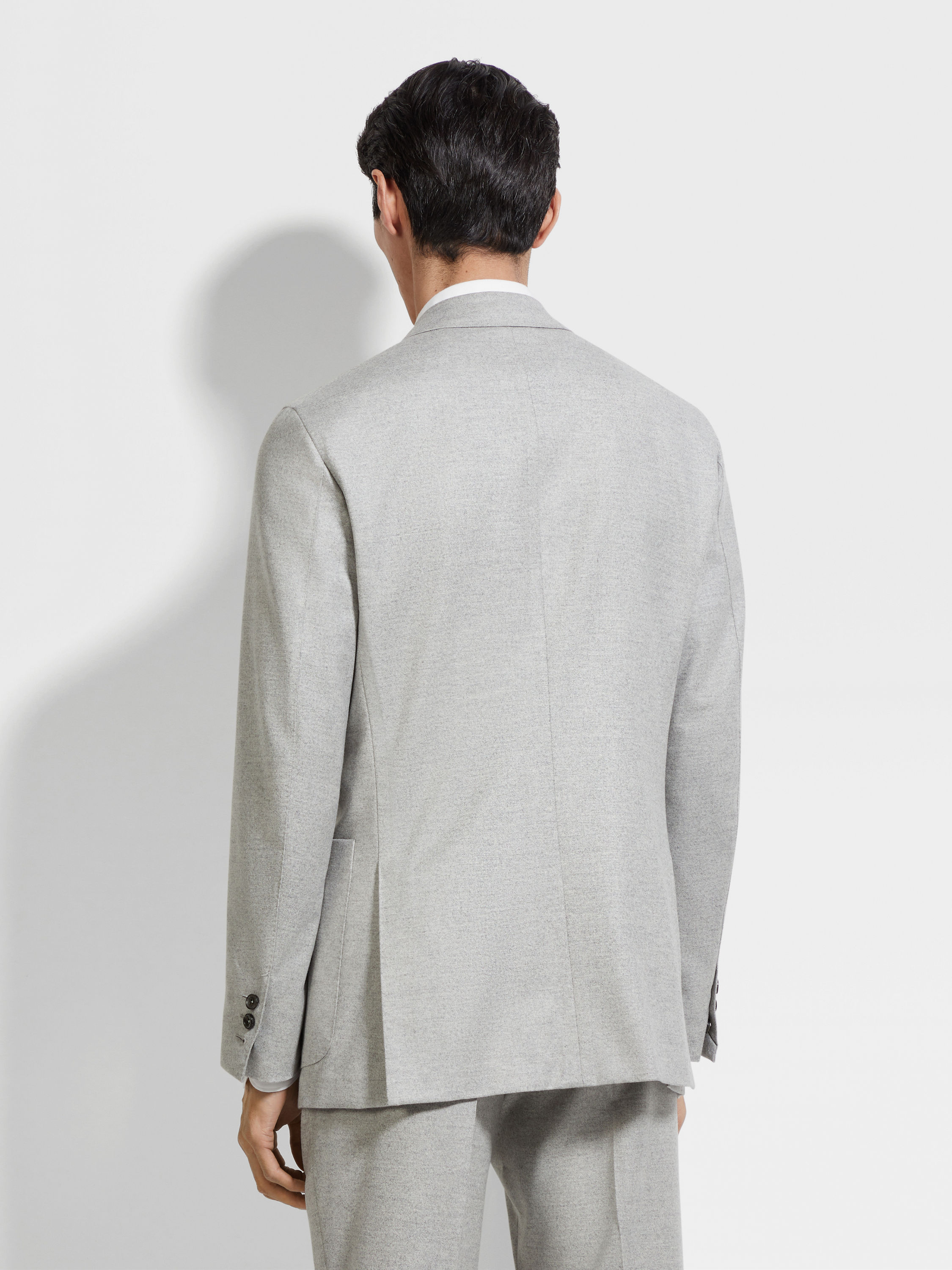 Light Grey Mélange Wool and Cashmere Jacket Product detail photo #4