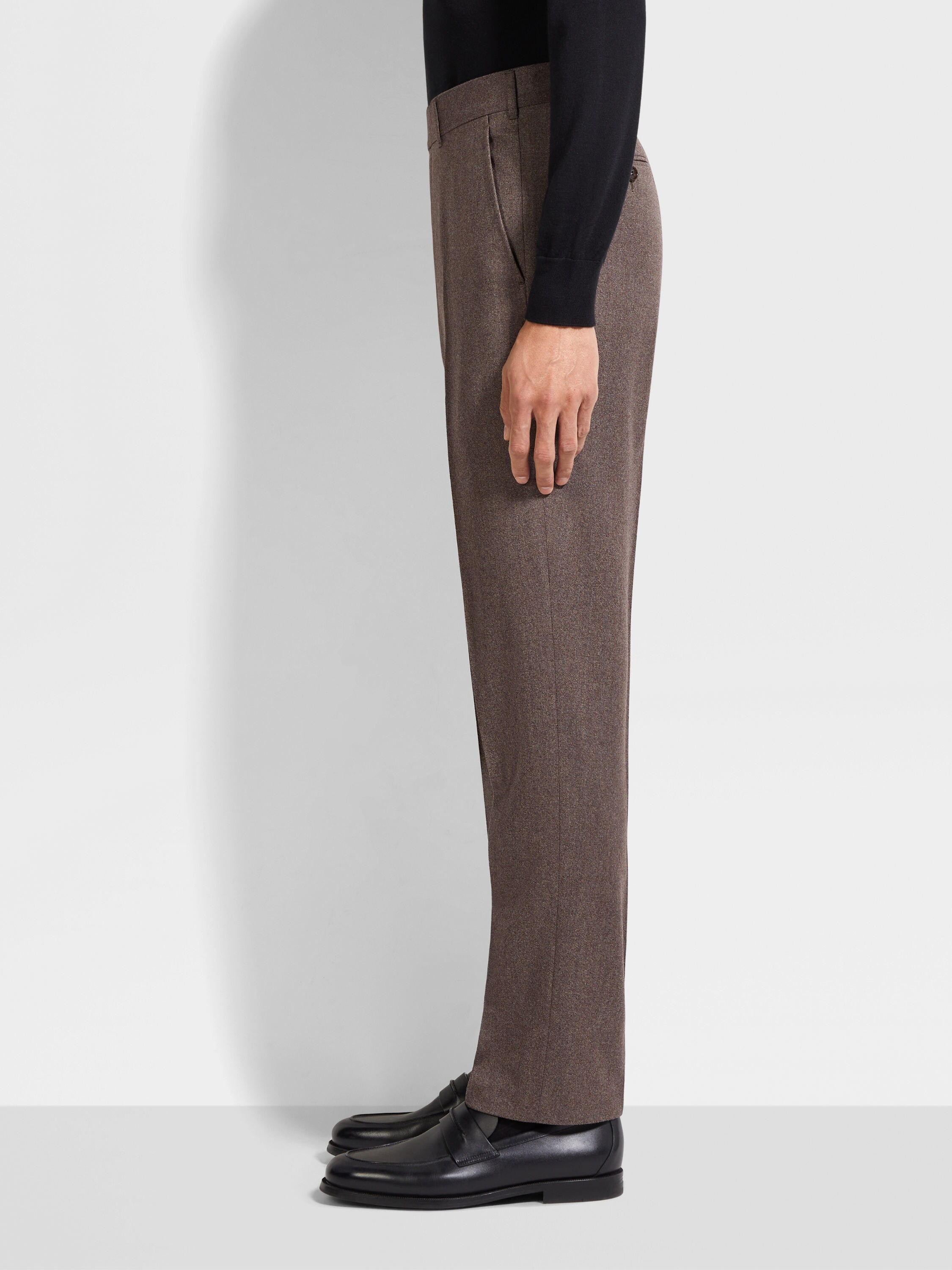 Pantaloni in Lana e Cashmere Marrone Chiaro Mélange Foto #2 di dettaglio del prodotto