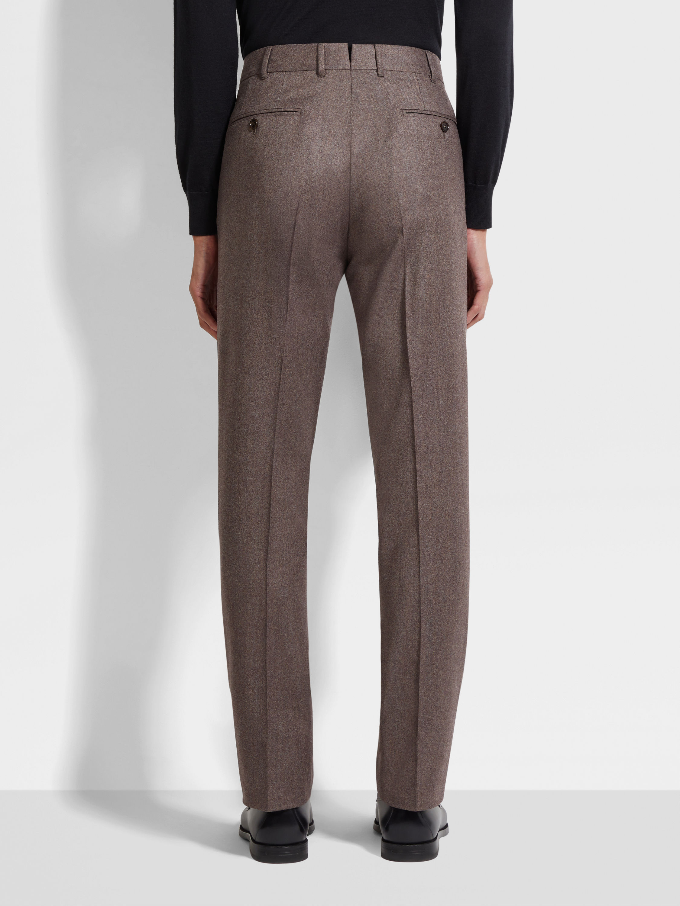 Pantaloni in Lana e Cashmere Marrone Chiaro Mélange Foto #4 di dettaglio del prodotto