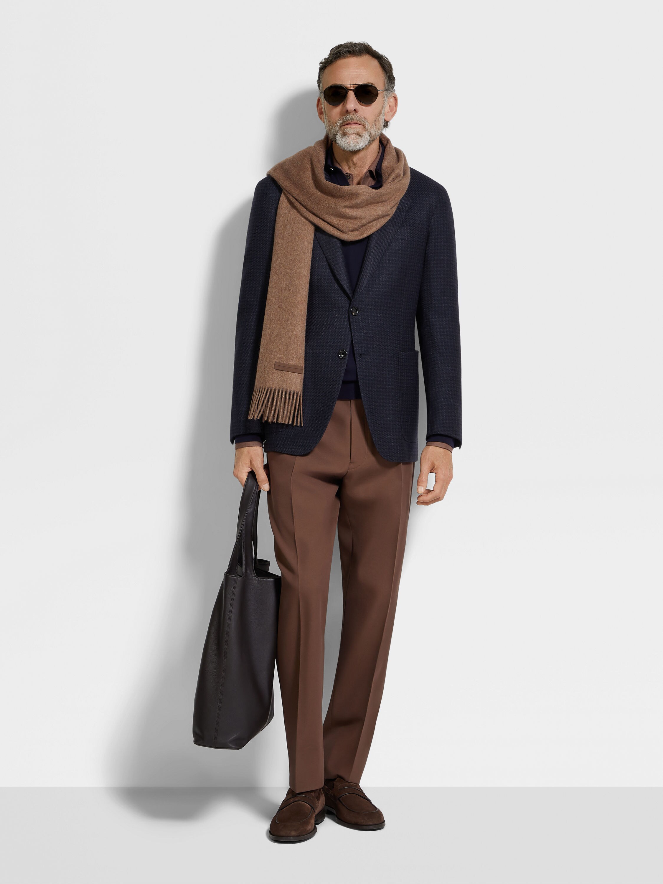 Navy Blue Silk Cashmere and Linen Jacket Product detail photo #1