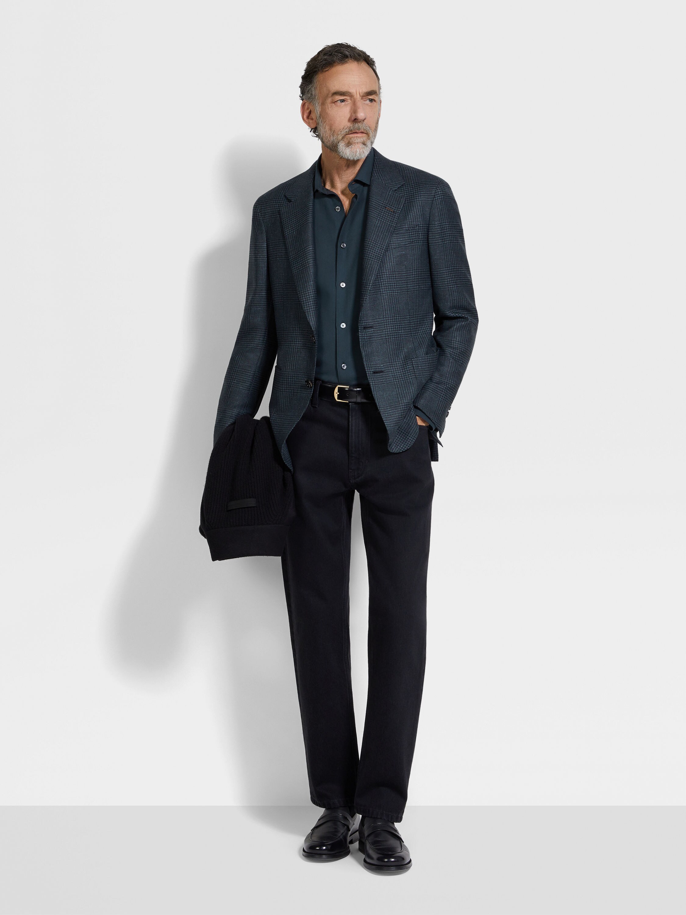 Giacca in Cashmere Seta e Lino Verde Scuro Foto #1 di dettaglio del prodotto