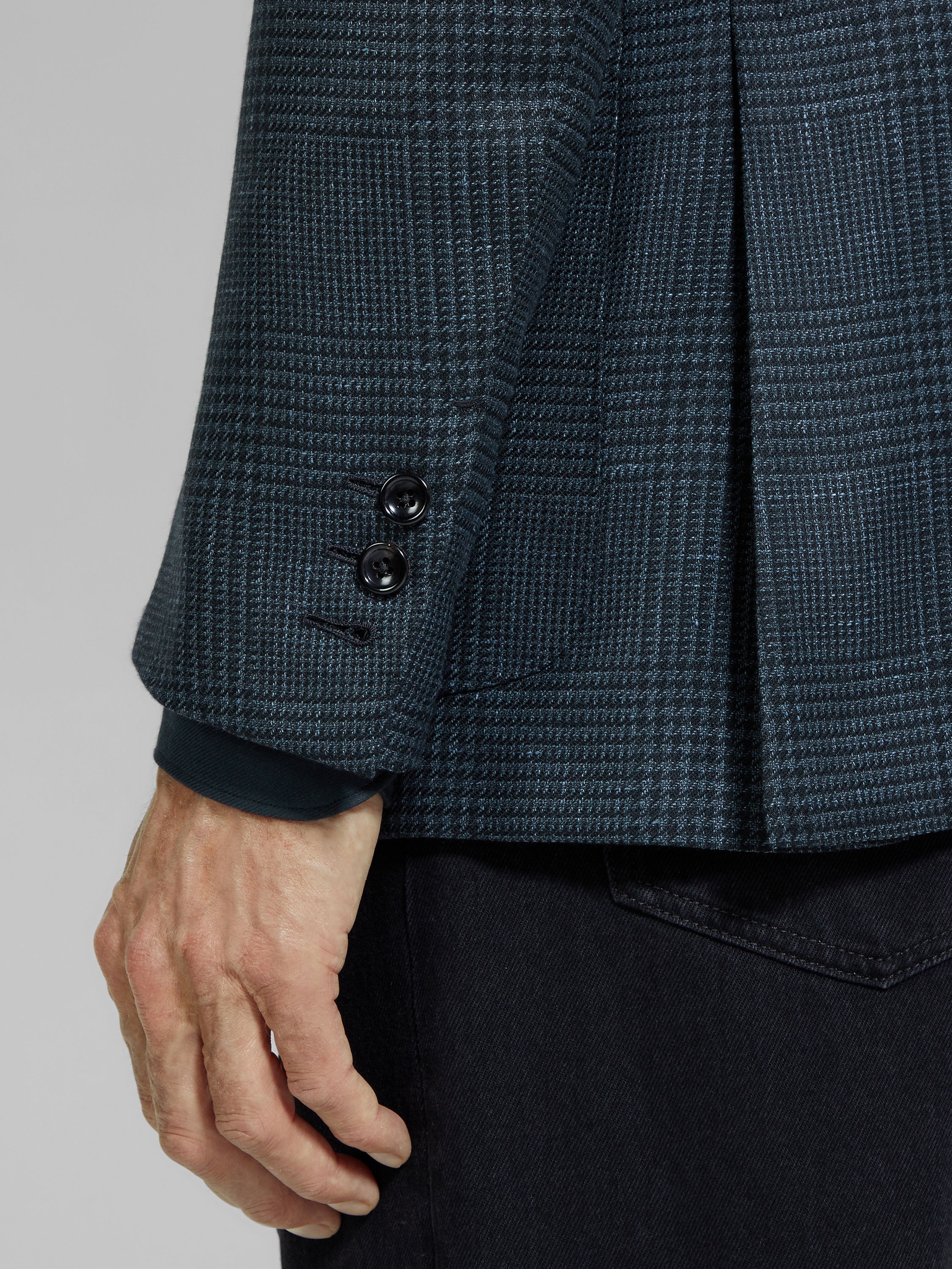 Giacca in Cashmere Seta e Lino Verde Scuro Foto #2 di dettaglio del prodotto