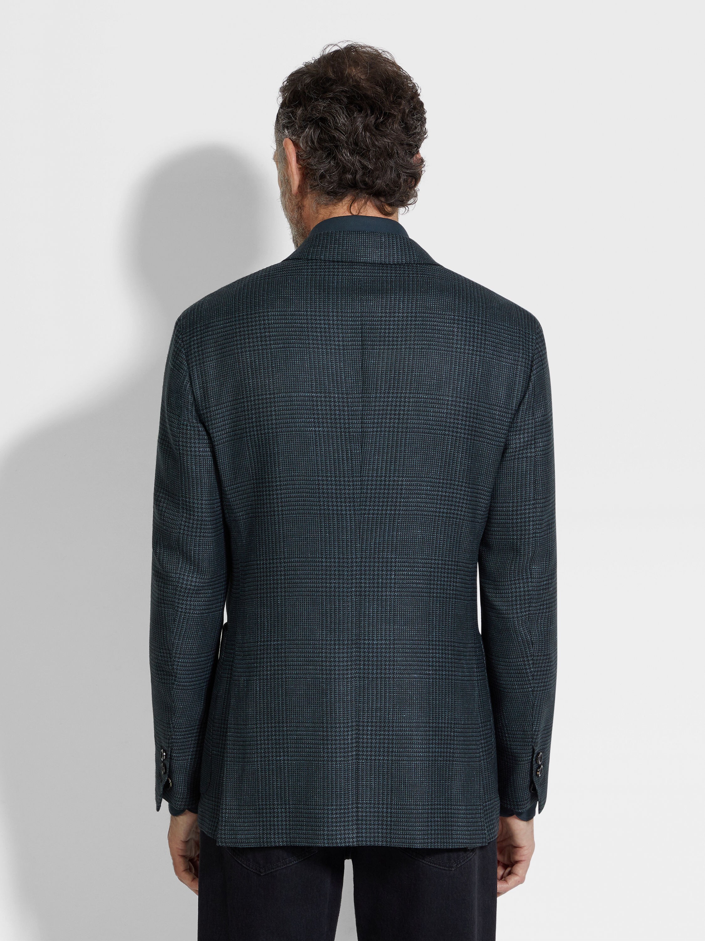 Giacca in Cashmere Seta e Lino Verde Scuro Foto #4 di dettaglio del prodotto