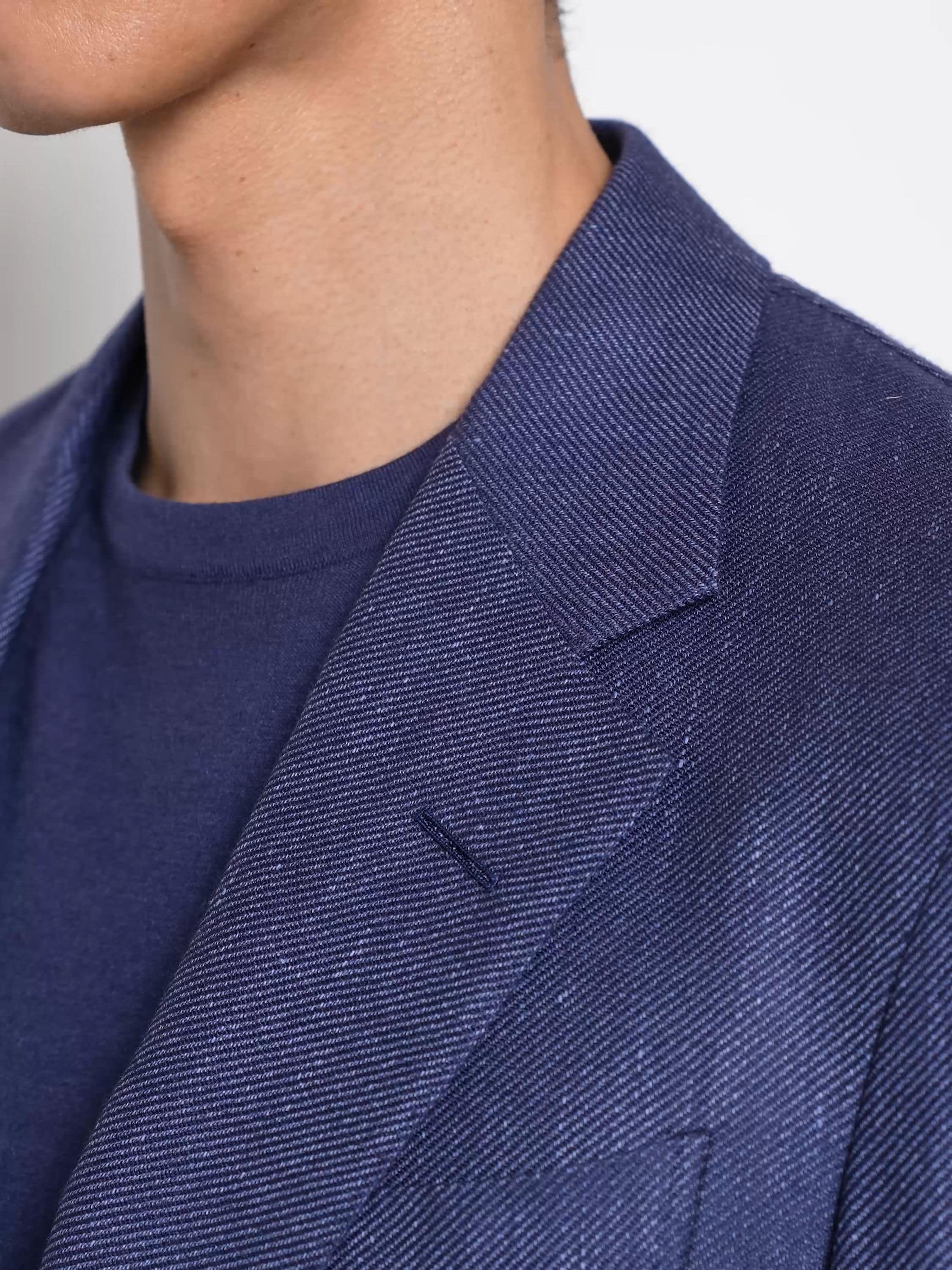 Ink Blue Silk Cashmere and Linen Jacket