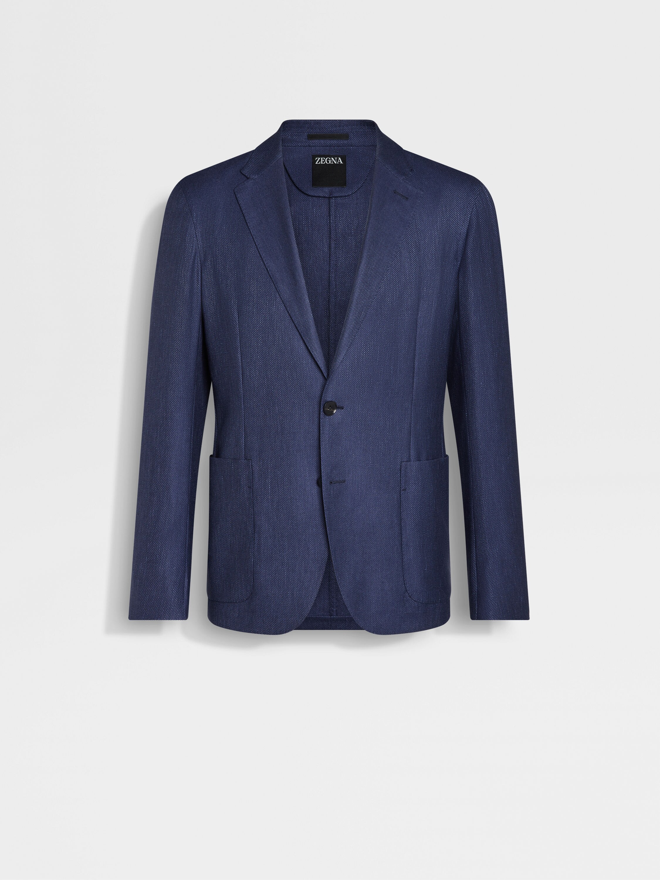 墨蓝色桑蚕丝、山羊绒及亚麻夹克 产品细节图 #1