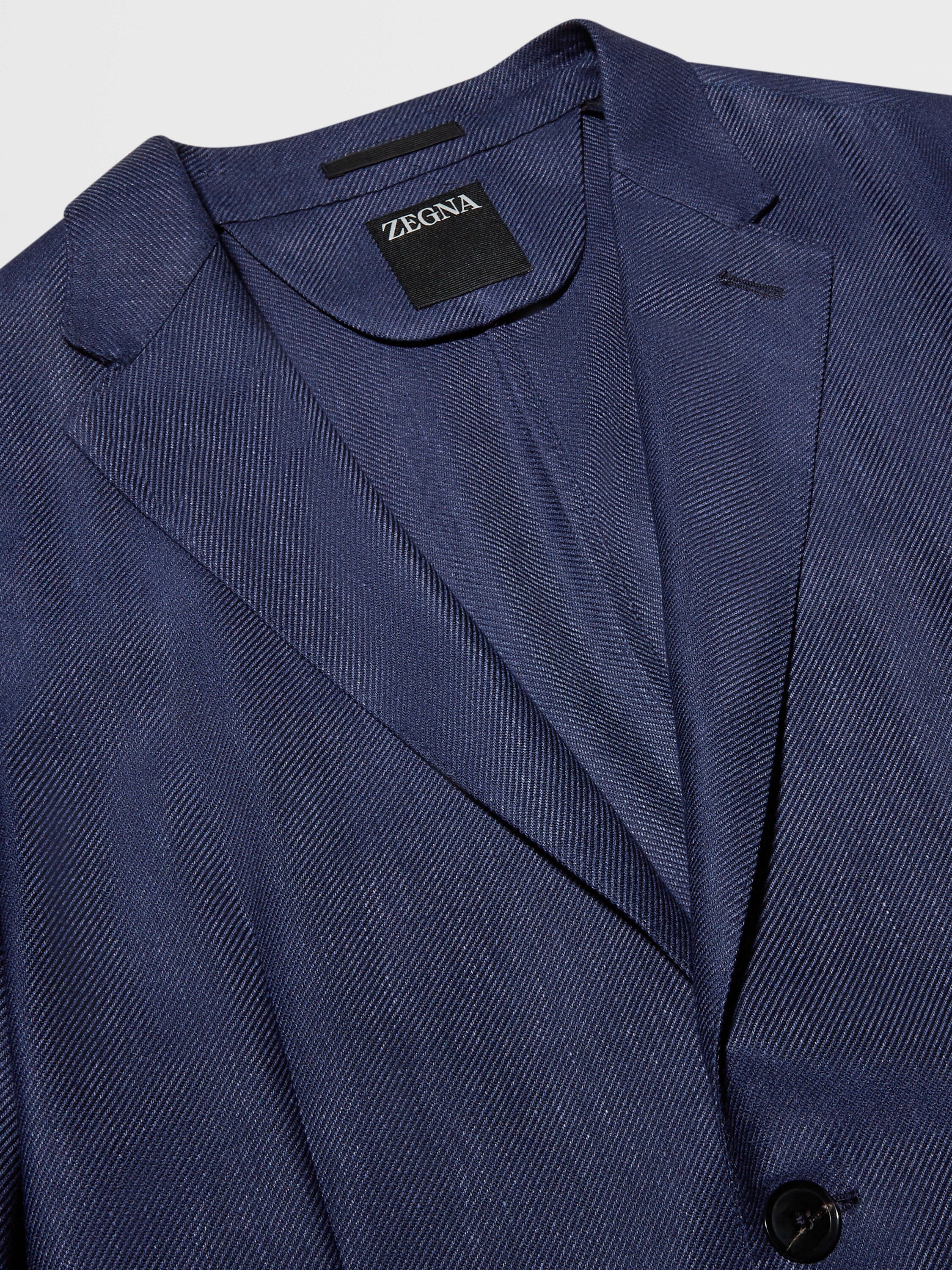 墨蓝色桑蚕丝、山羊绒及亚麻夹克 产品细节图 #2