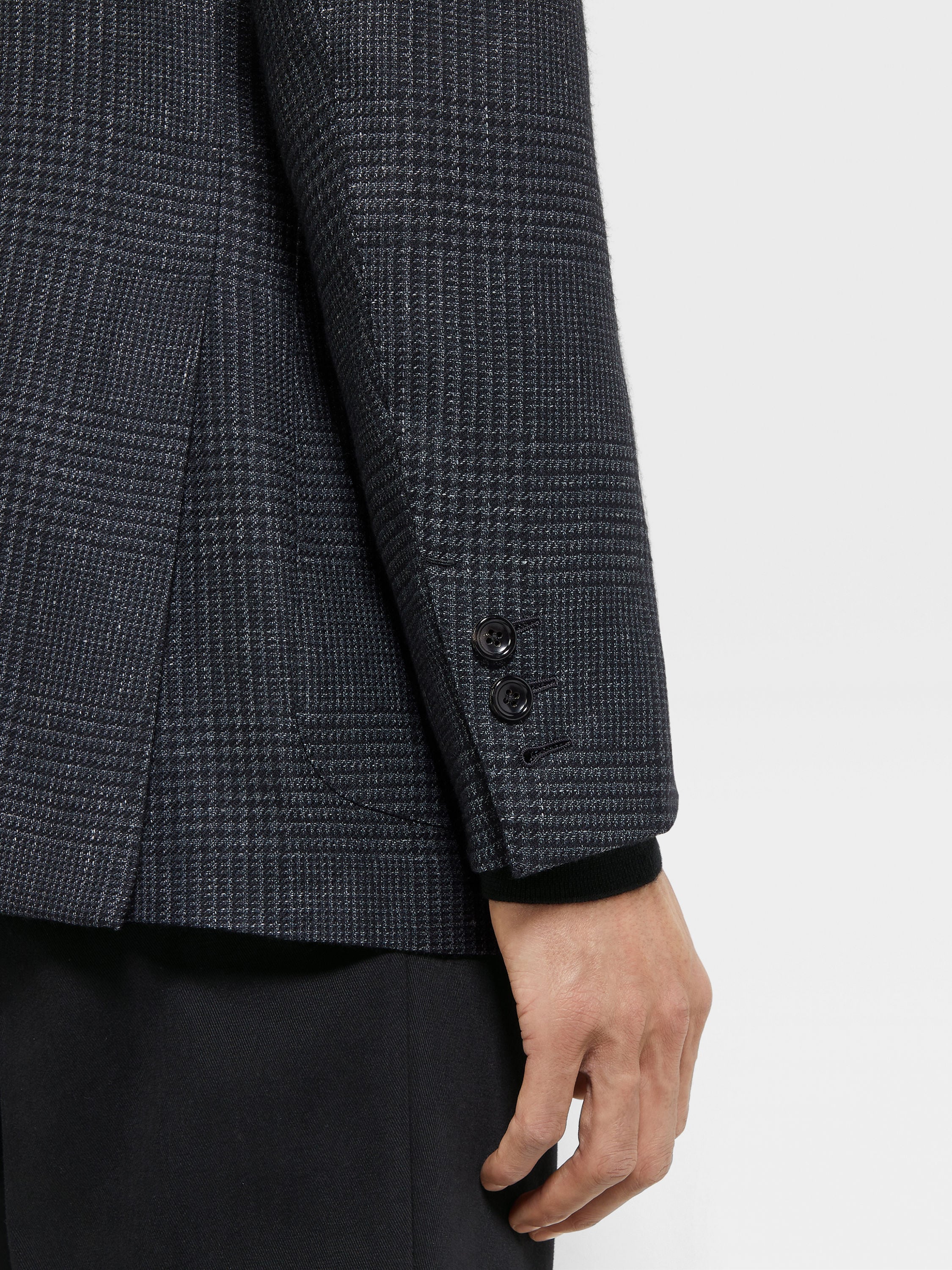 Chaqueta de Seda Cachemira y Lino Gris y Negro Foto #2 de detalle del producto