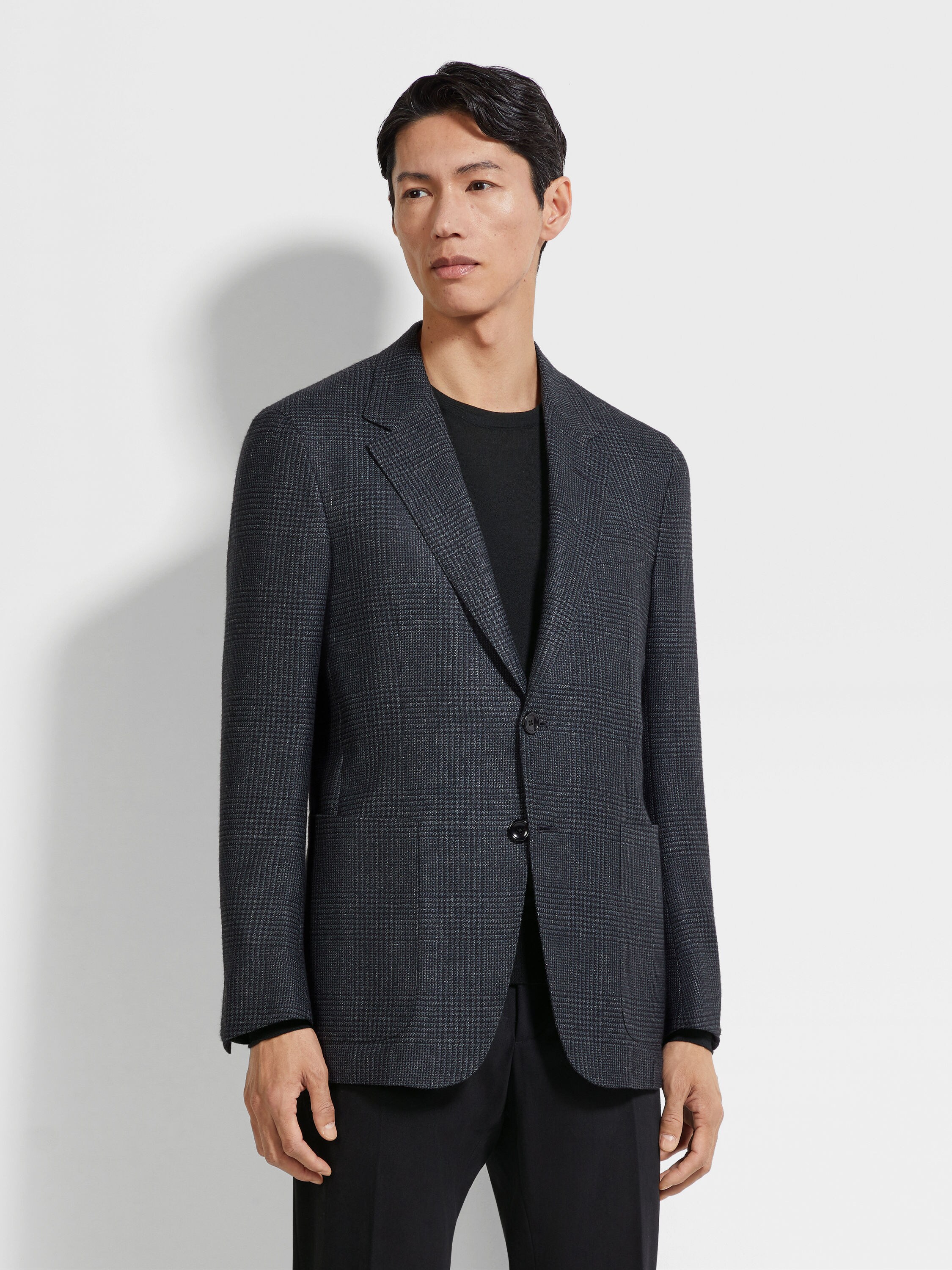 Chaqueta de Seda Cachemira y Lino Gris y Negro Foto #3 de detalle del producto