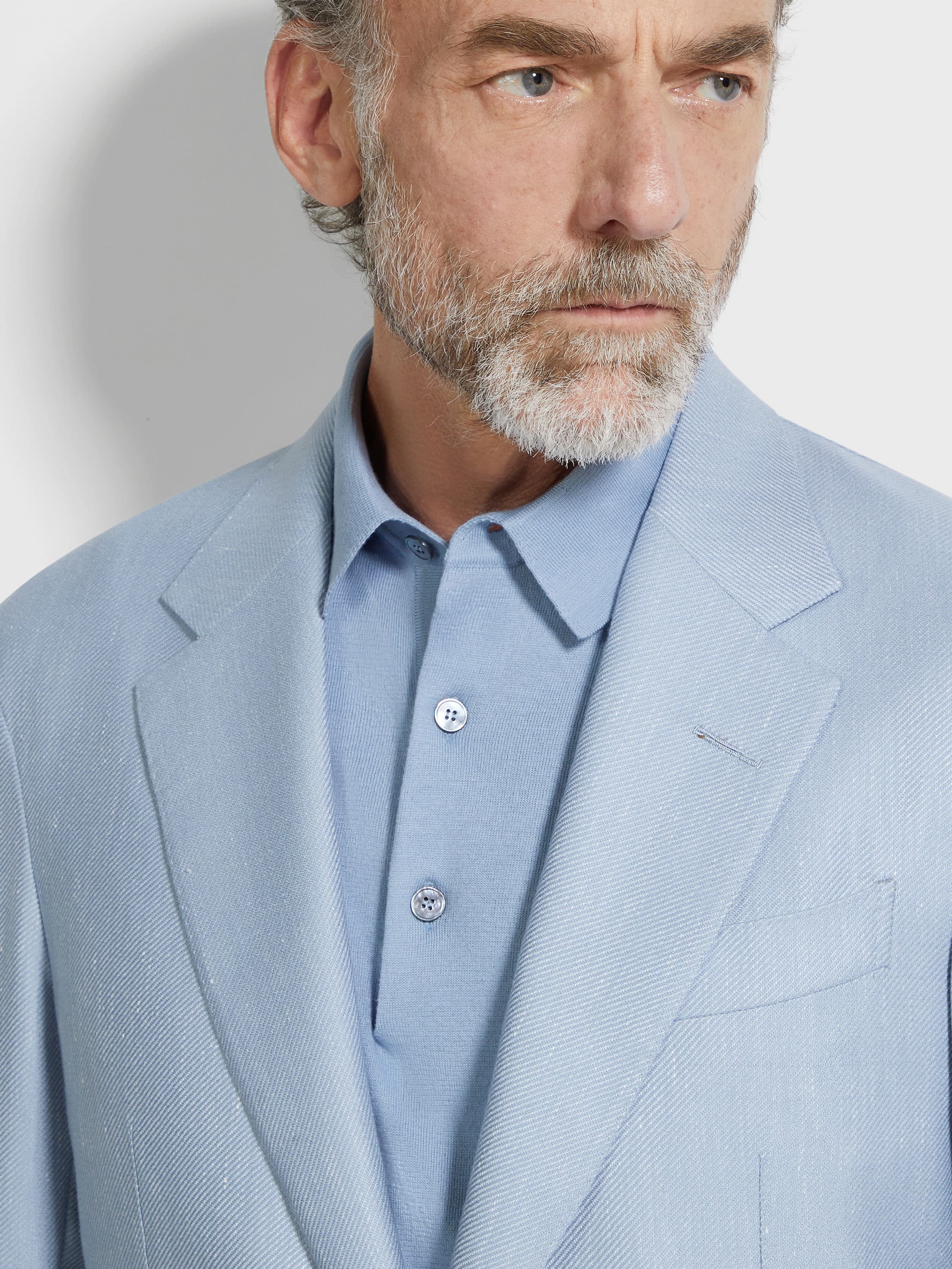 Light Blue Silk Cashmere and Linen Jacket Product detail photo #2