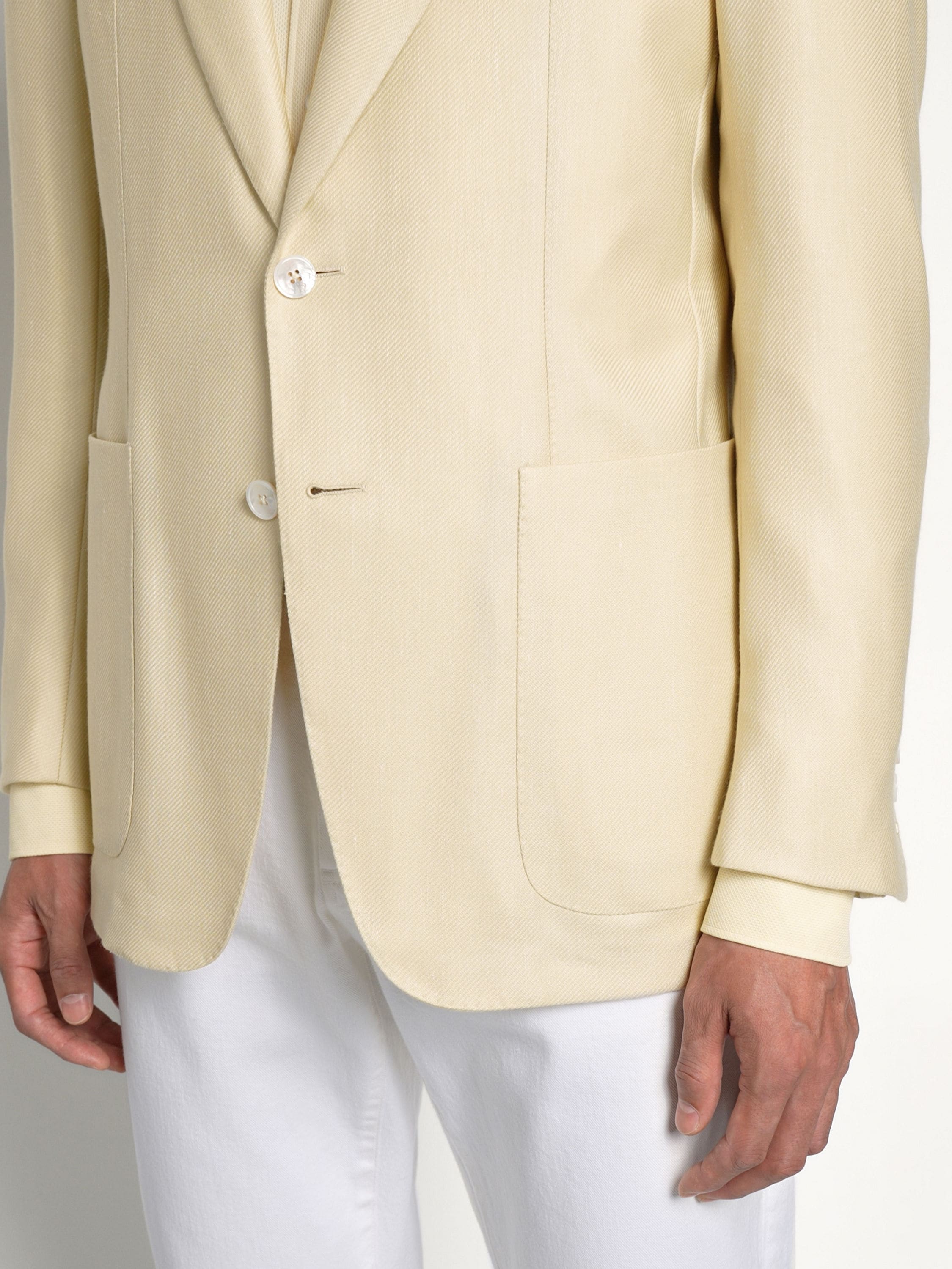 Pastel Yellow Cashmere Silk and Linen Jacket