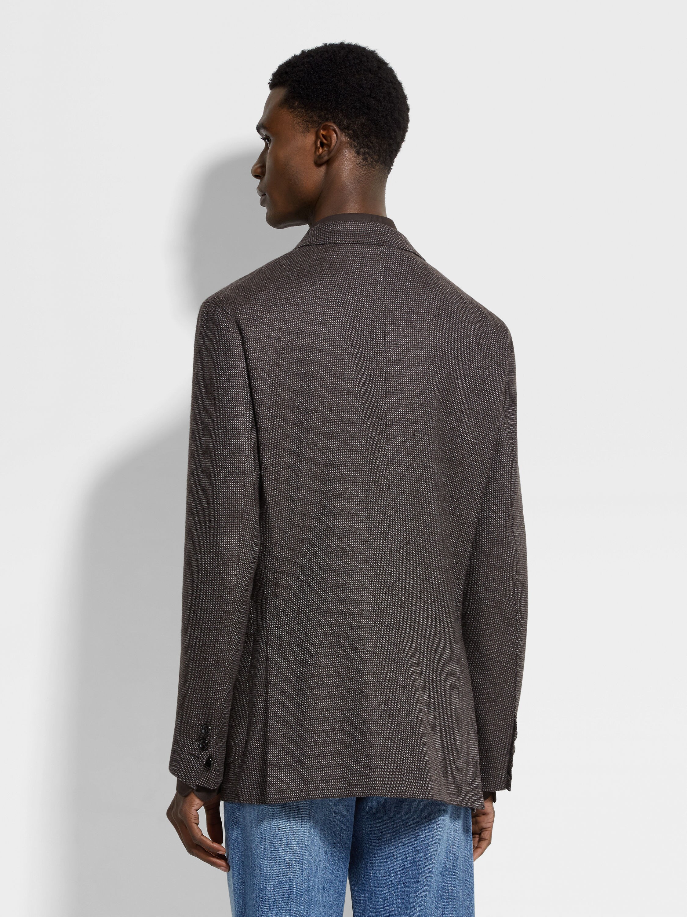 Brown and Grey Oasi Cashmere Jacket Product detail photo #4