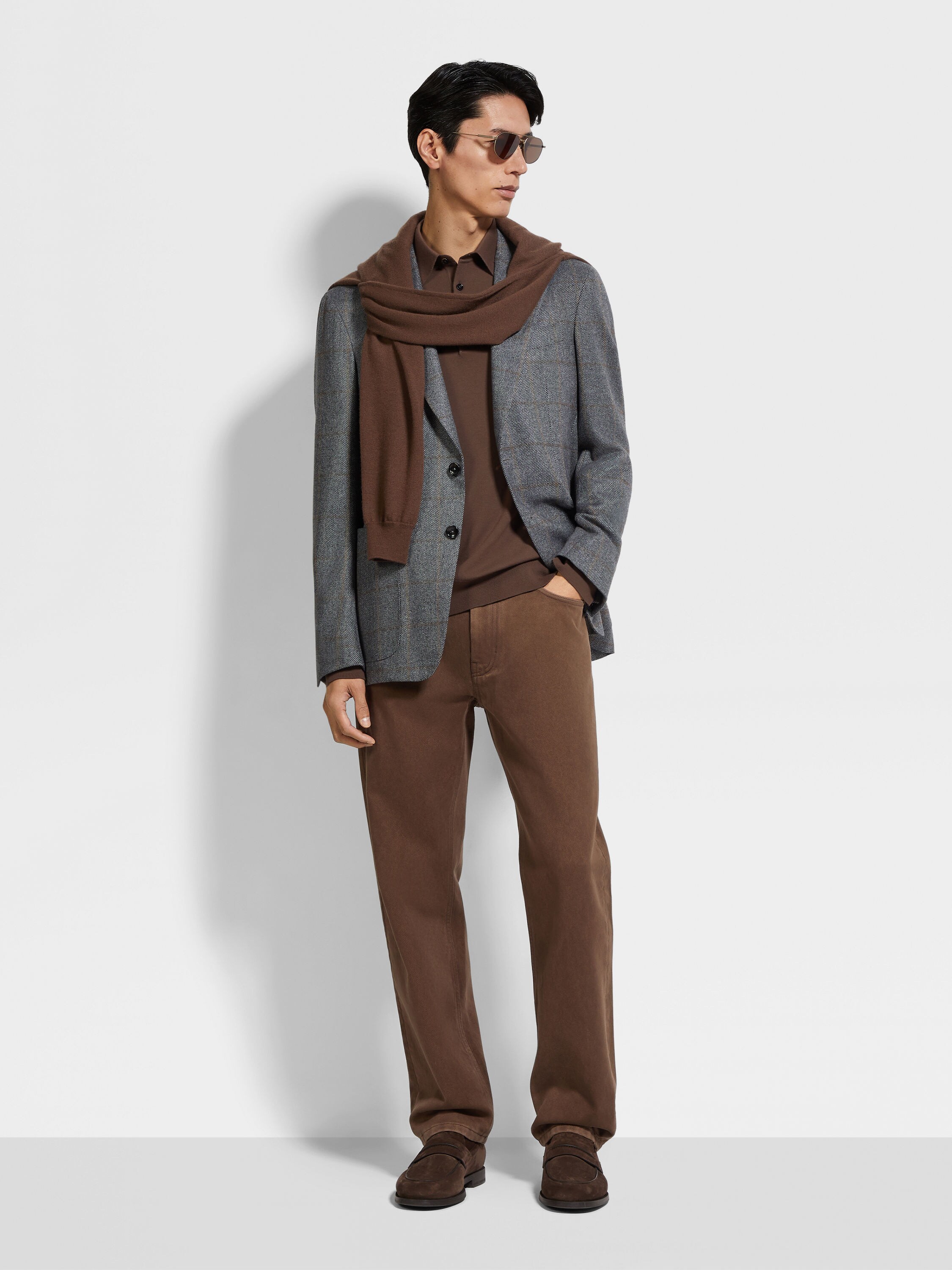 Grey and Light Taupe Oasi Cashmere Jacket Product detail photo #1