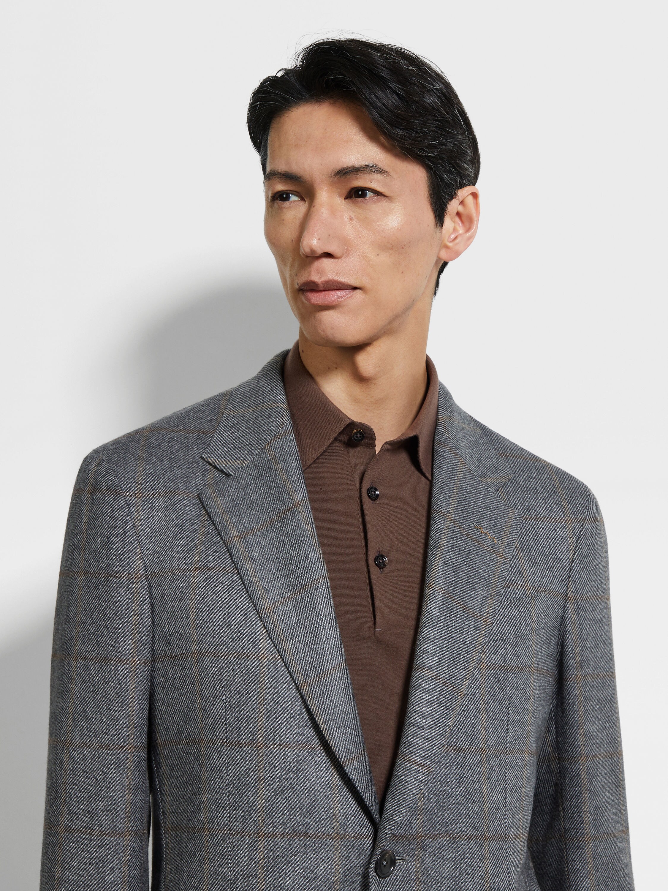 Grey and Light Taupe Oasi Cashmere Jacket Product detail photo #2