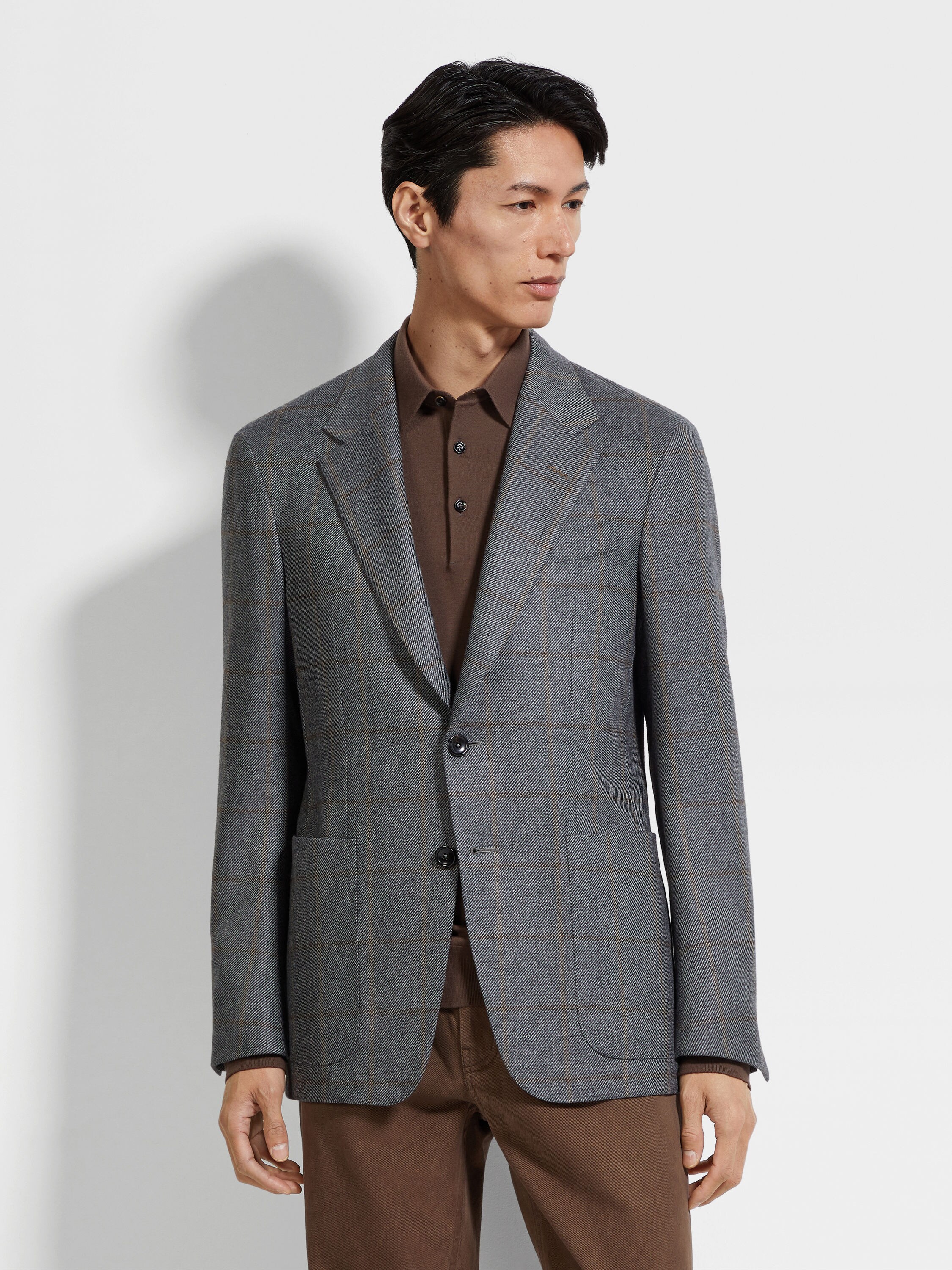 Grey and Light Taupe Oasi Cashmere Jacket Product detail photo #3