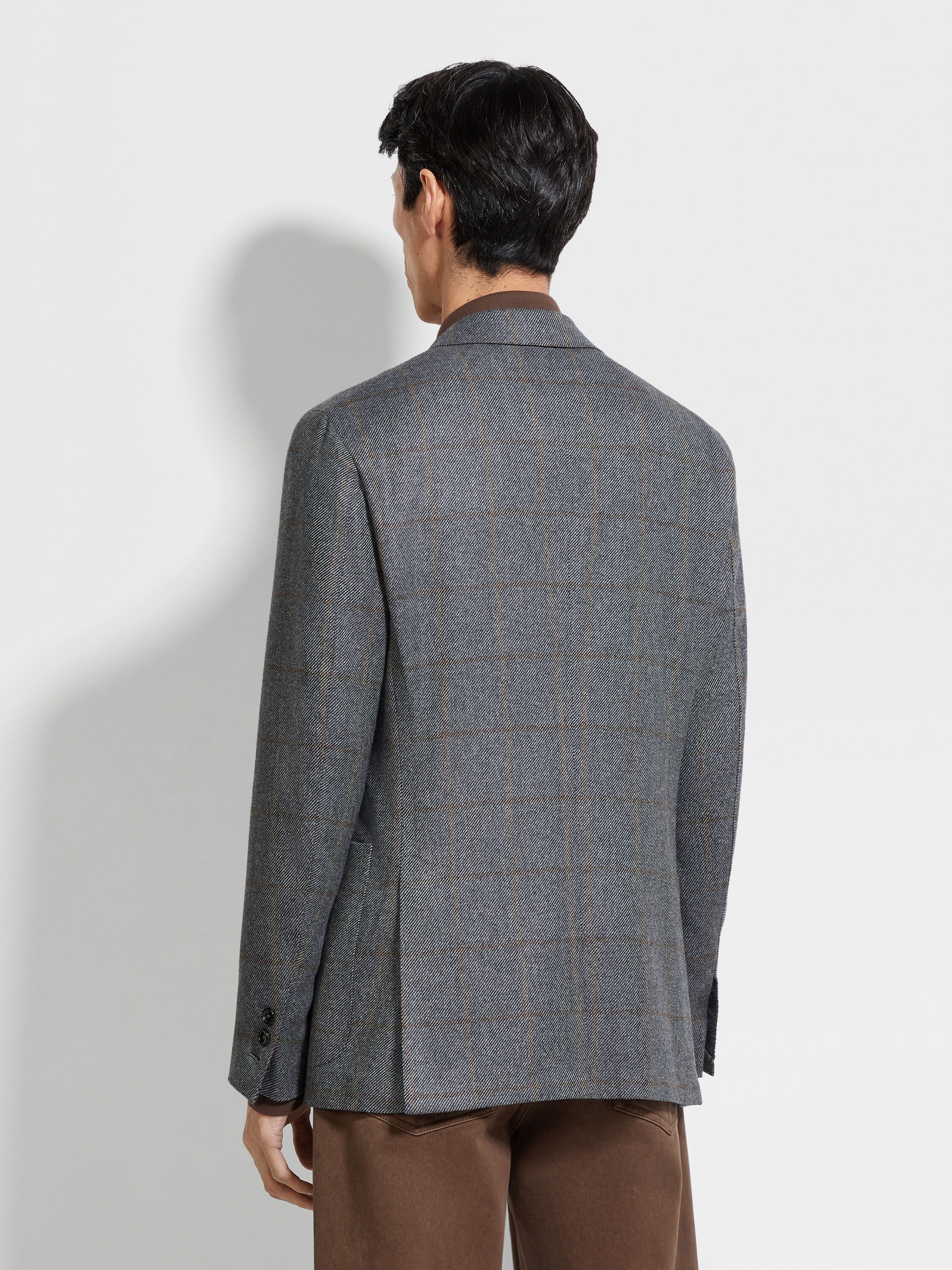 Grey and Light Taupe Oasi Cashmere Jacket Product detail photo #4