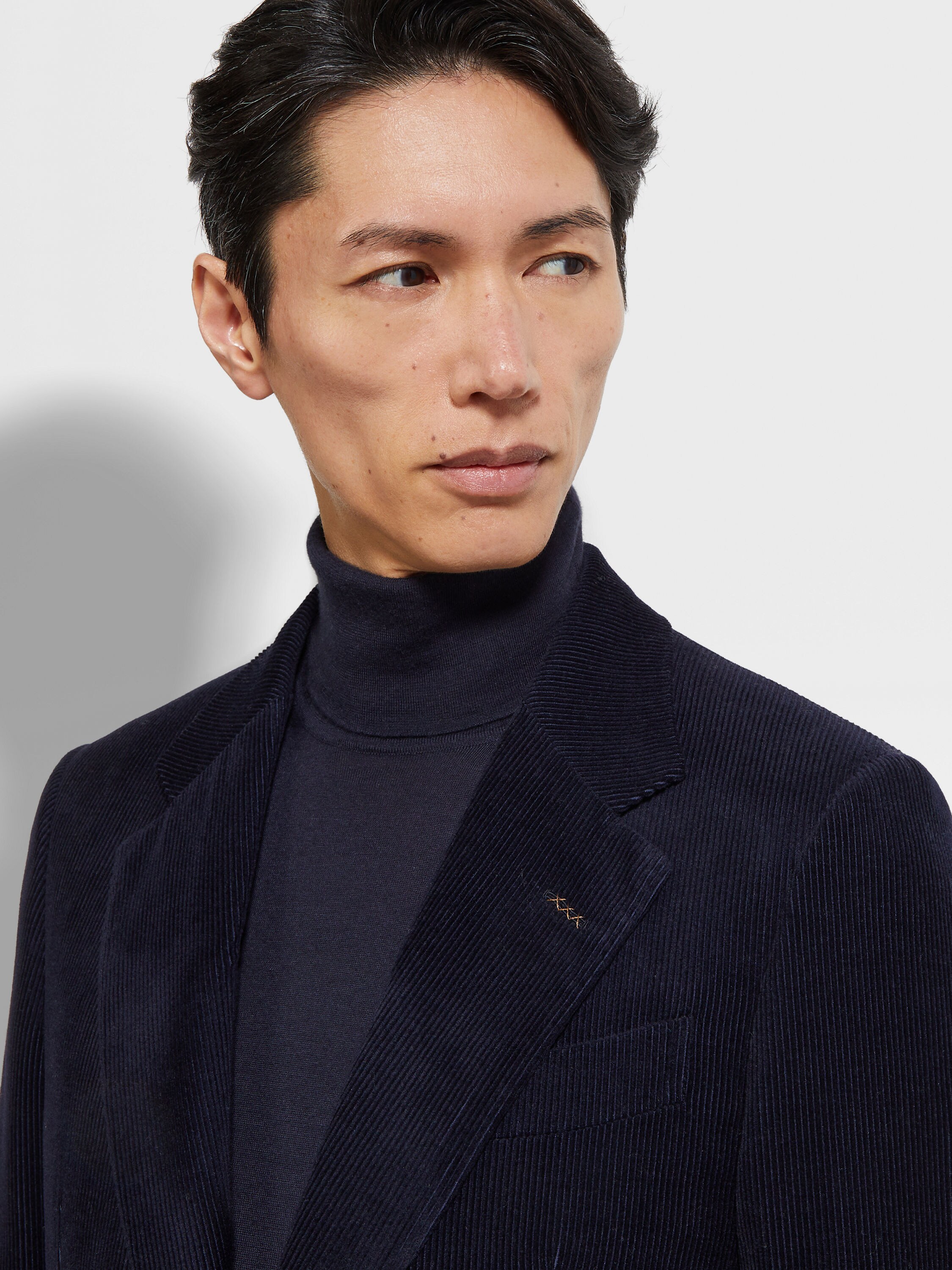 Navy Blue Oasi Cashmere Blend Jacket Product detail photo #2