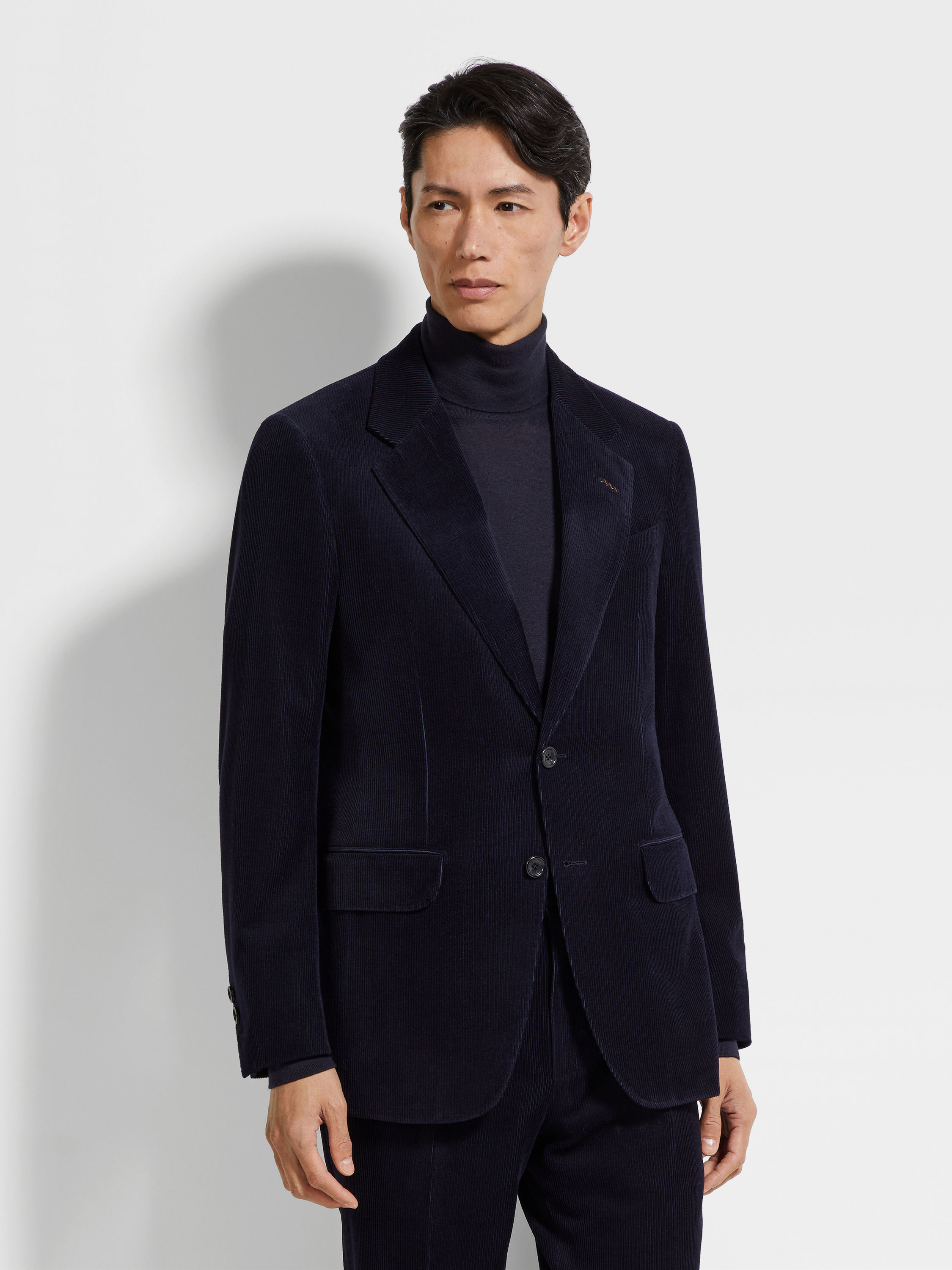 Navy Blue Oasi Cashmere Blend Jacket Product detail photo #3