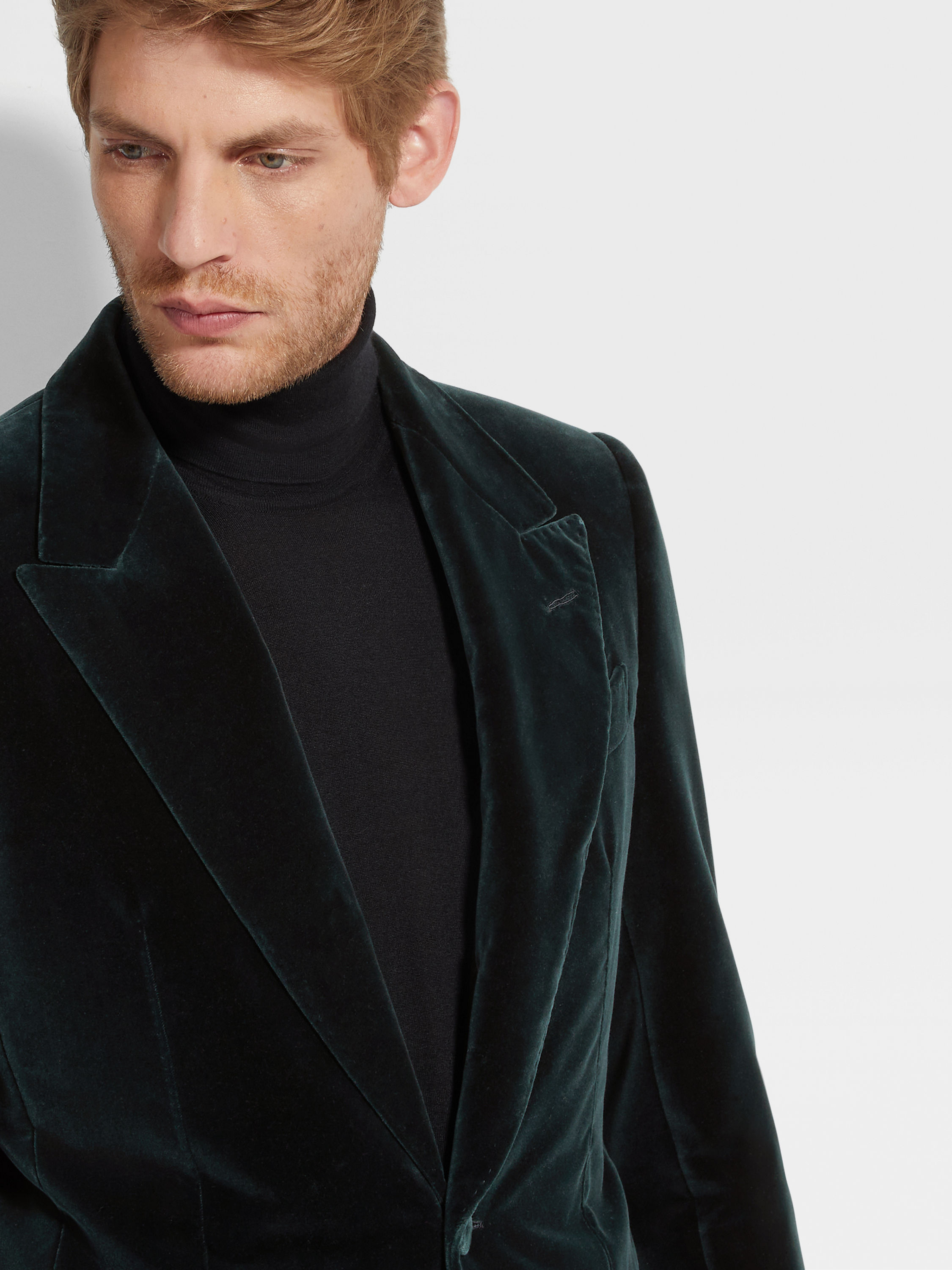 Dark Teal Blue Cotton Jacket Product detail photo #2