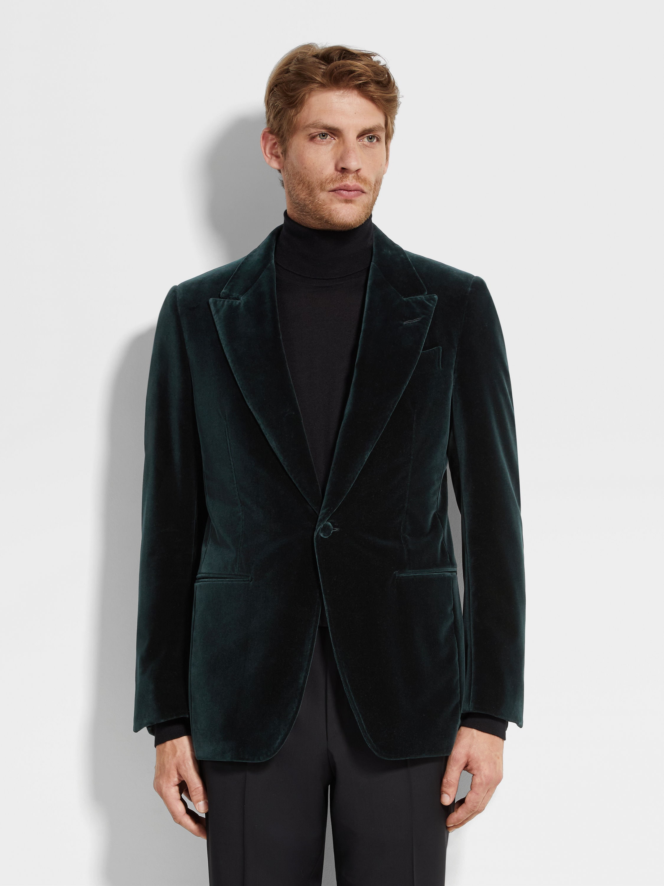 Dark Teal Blue Cotton Jacket Product detail photo #3