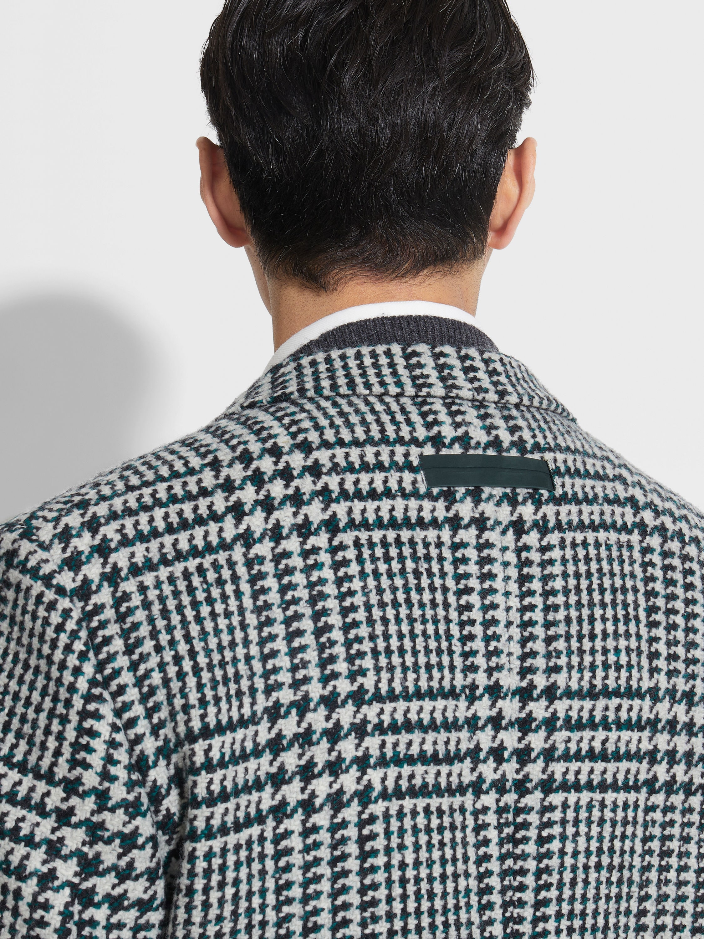 White Dark Green and Black Wool and Cashmere Jacket Product detail photo #2