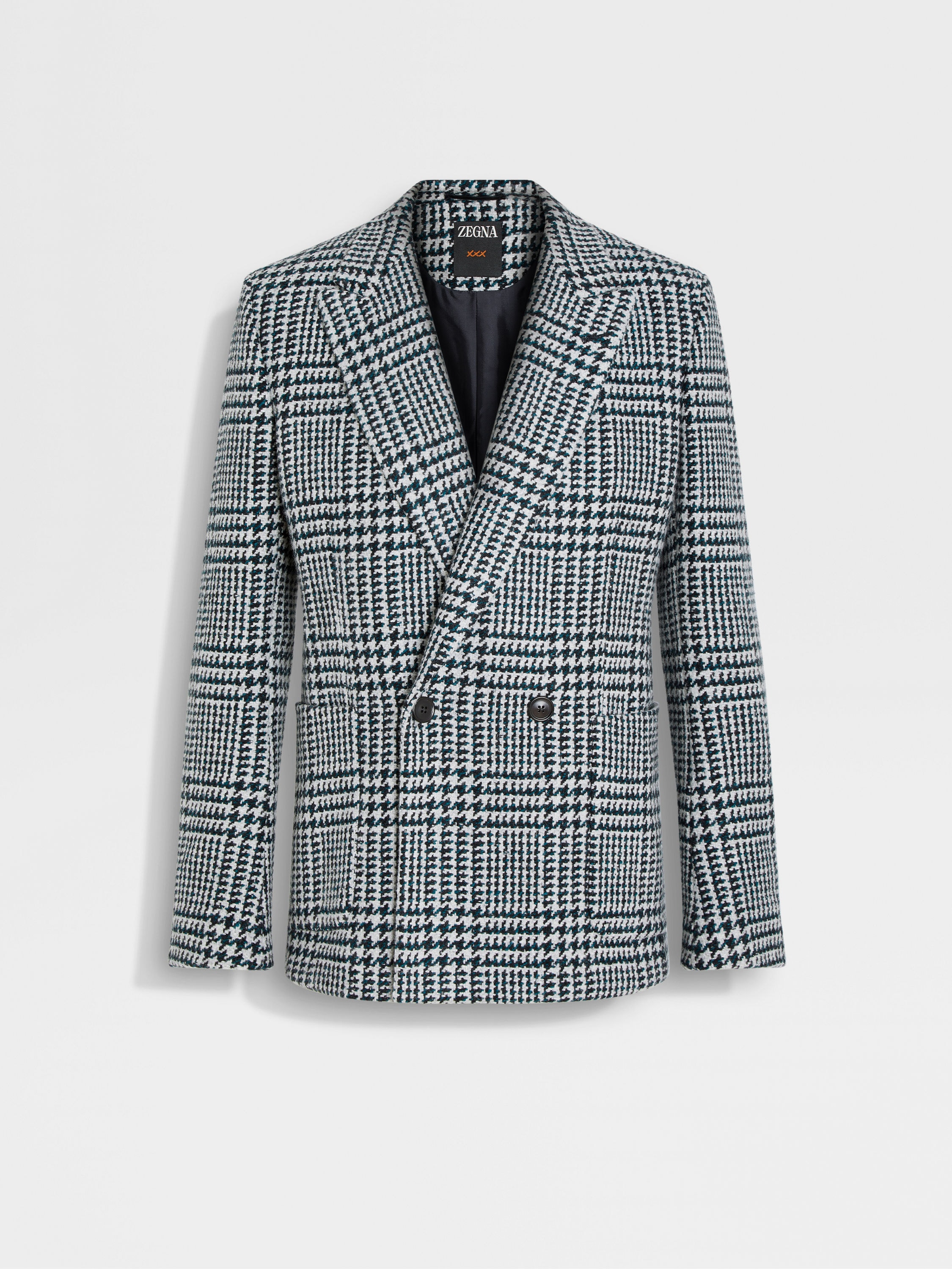 White Dark Green and Black Wool and Cashmere Jacket Main product photo