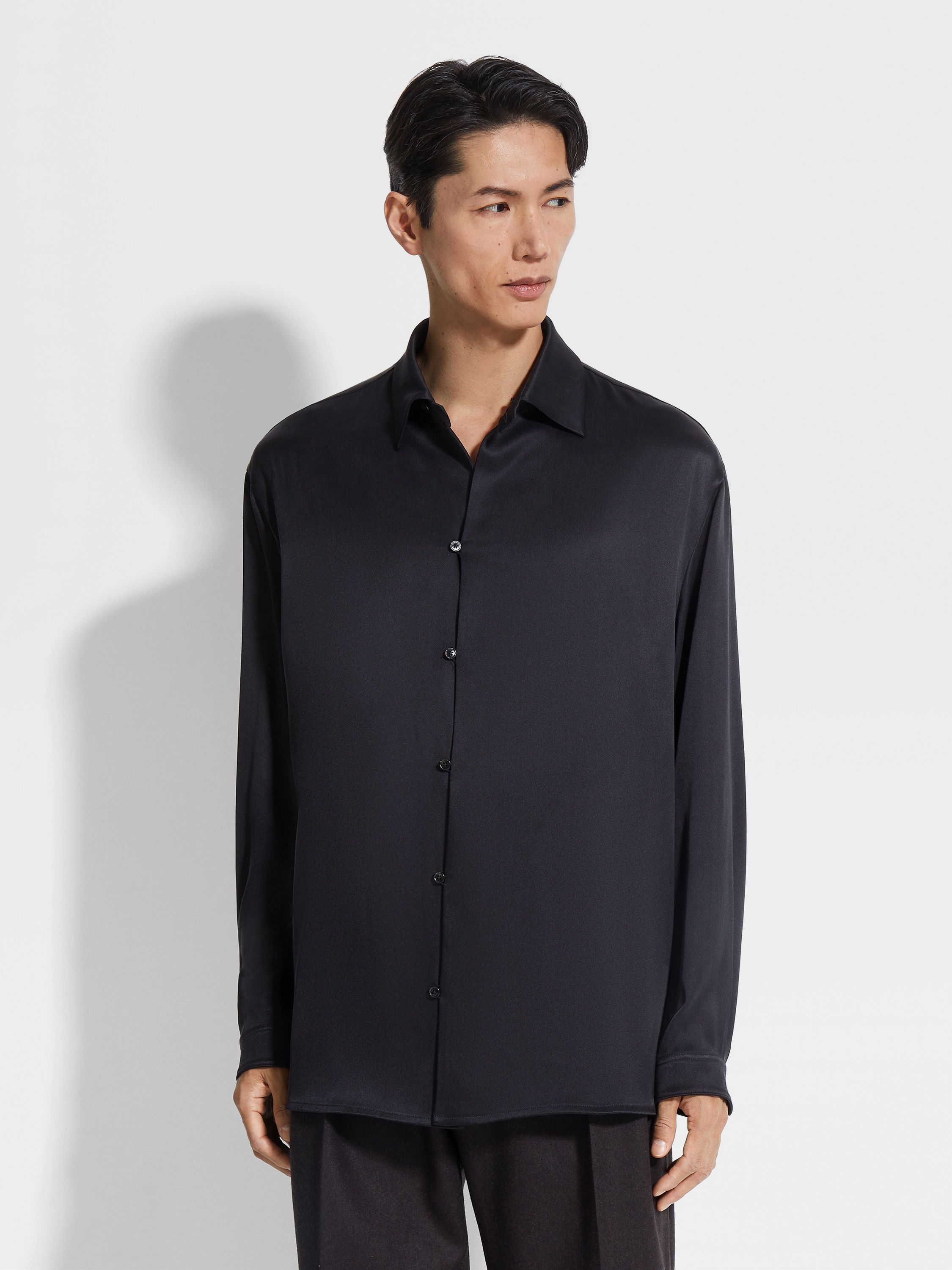 Black Silk Shirt Product detail photo #3