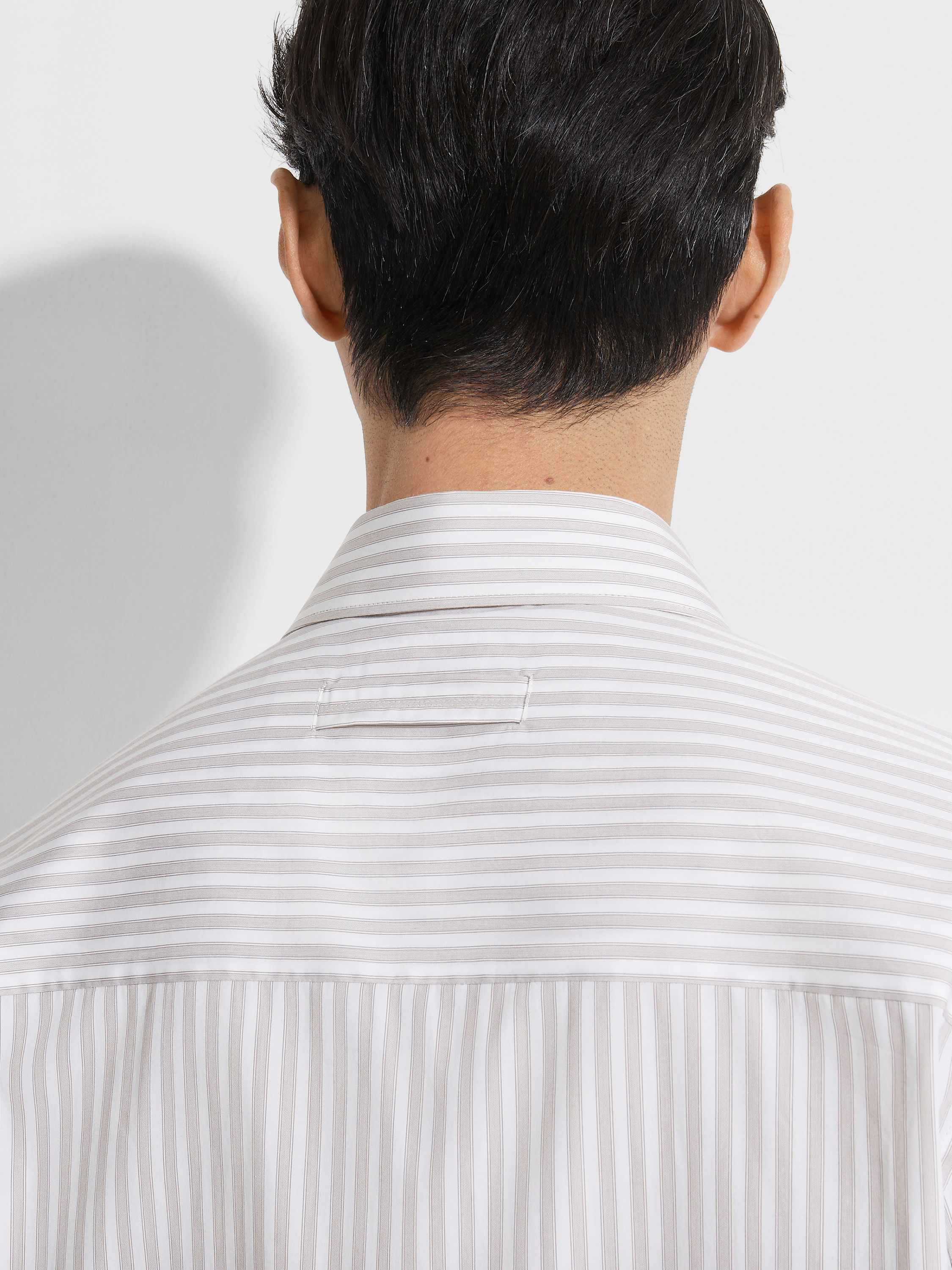 White and Brown Centoventimila Cotton Shirt Product detail photo #2