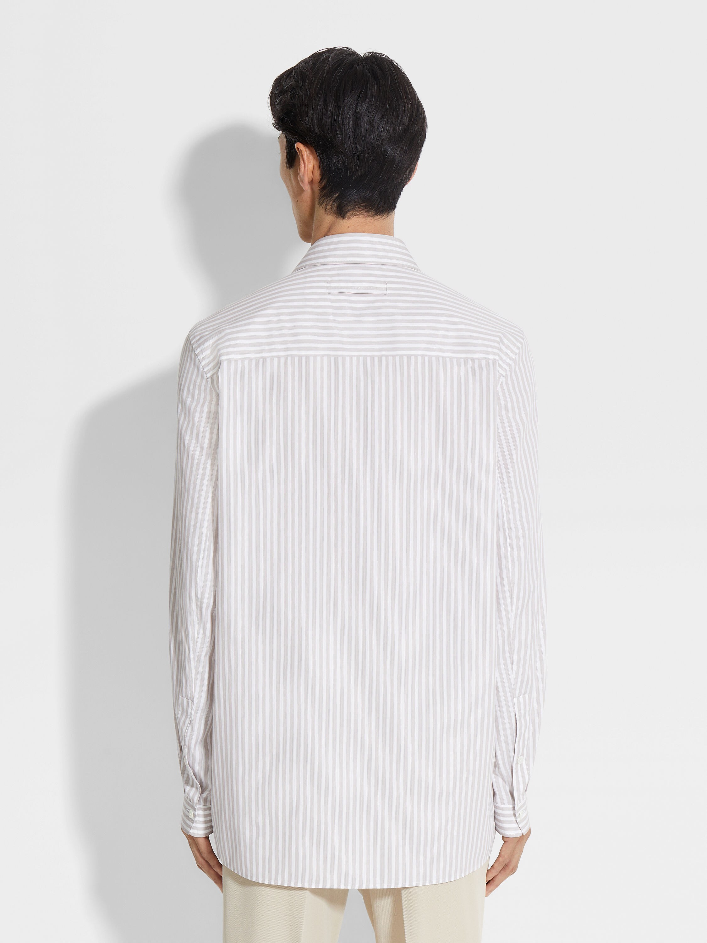 White and Brown Centoventimila Cotton Shirt Product detail photo #4