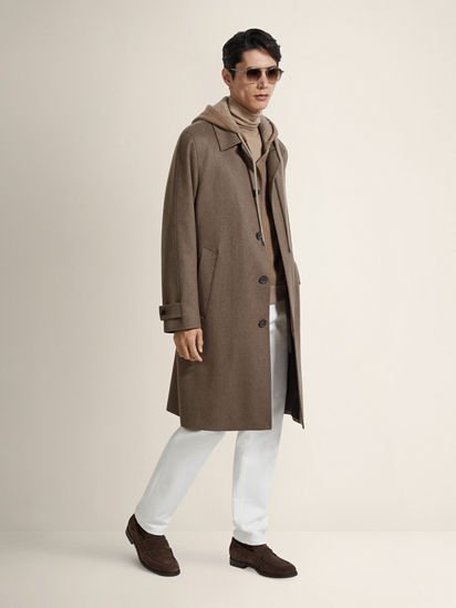 Taupe Oasi Cashmere Overcoat FW26 35647990 | Zegna JP