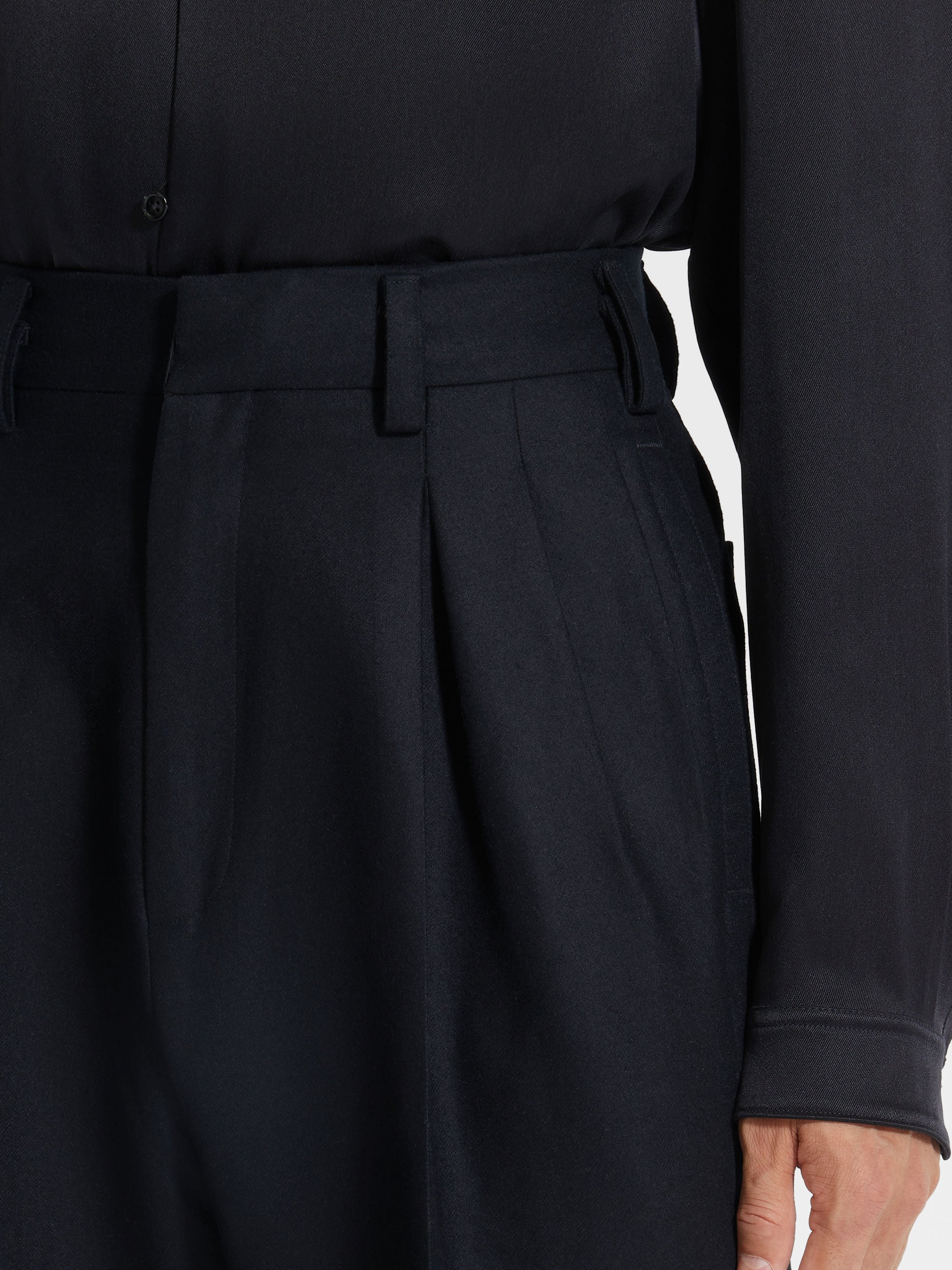 Black Mélange Wool Pants Product detail photo #1