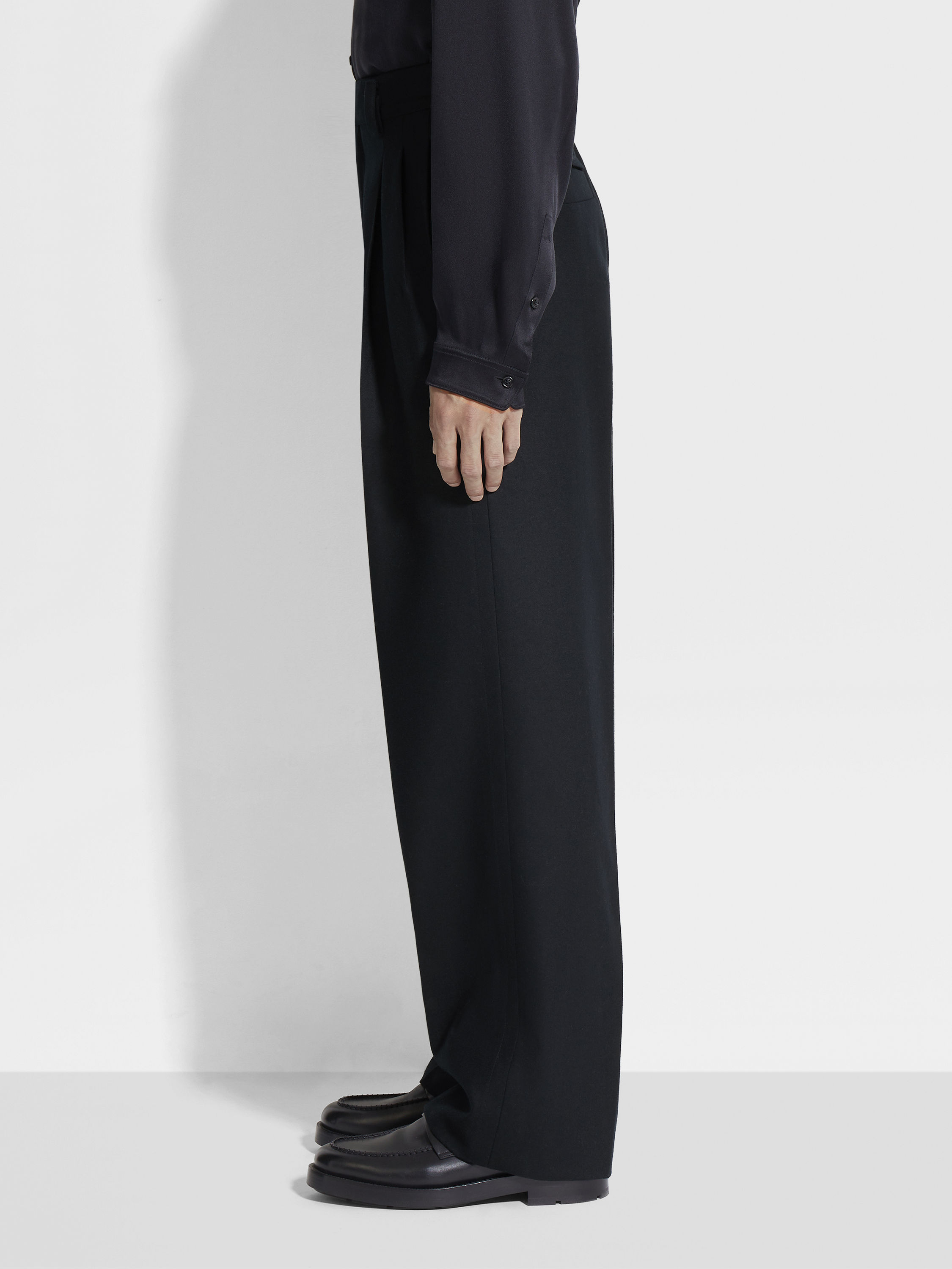 Black Mélange Wool Pants Product detail photo #3